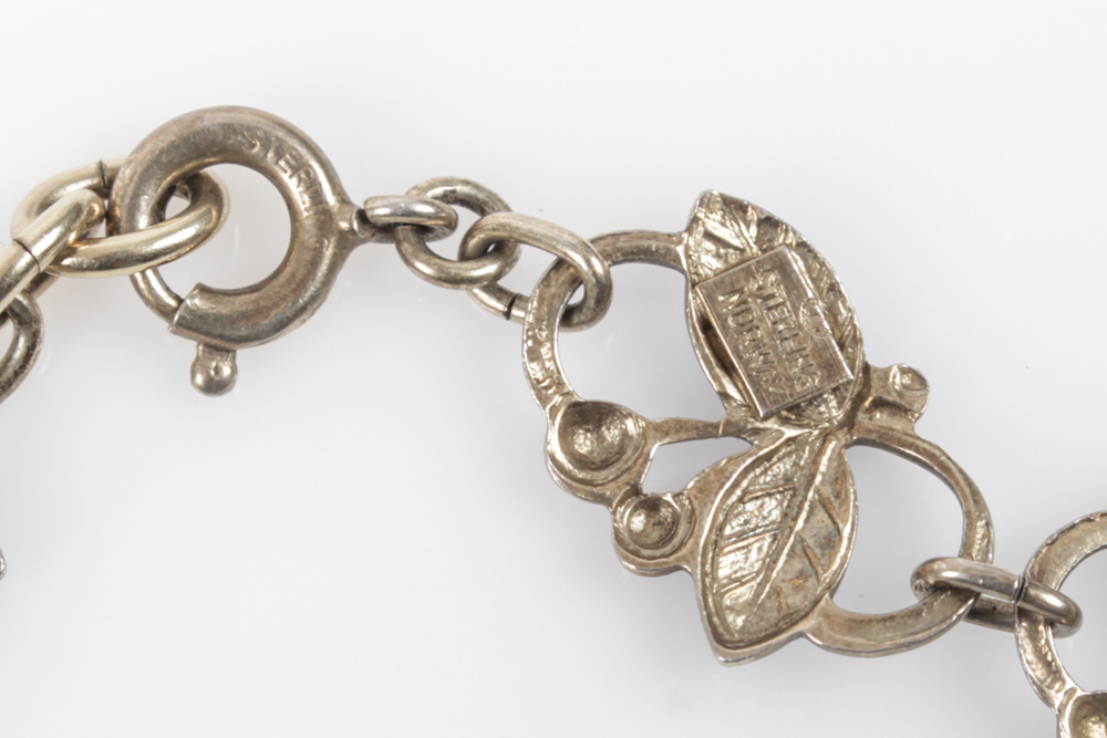 Vintage Norwegian Gold Wash on Sterling Silver Enamel Bracelet