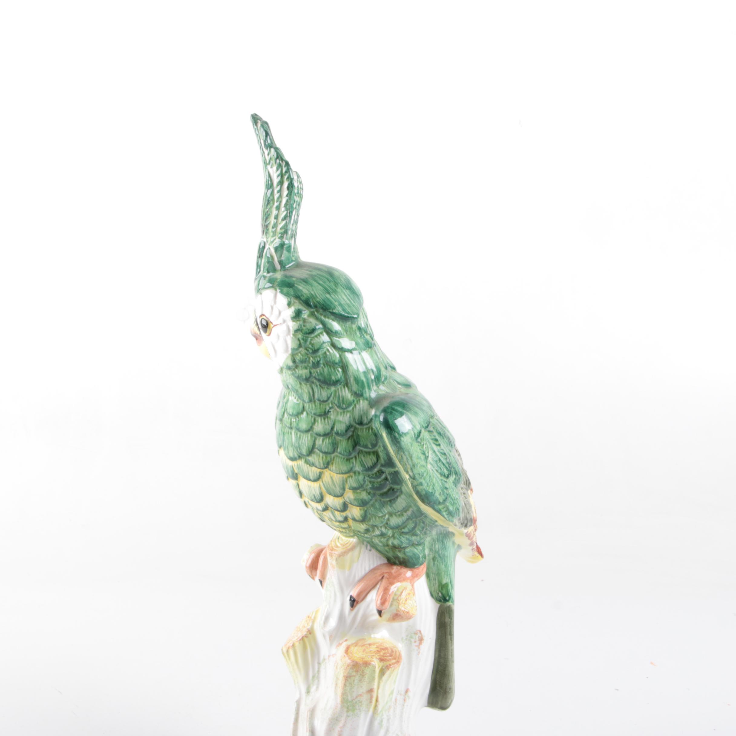 Mottahedeh Design Italian Ceramic Parrot Figurines