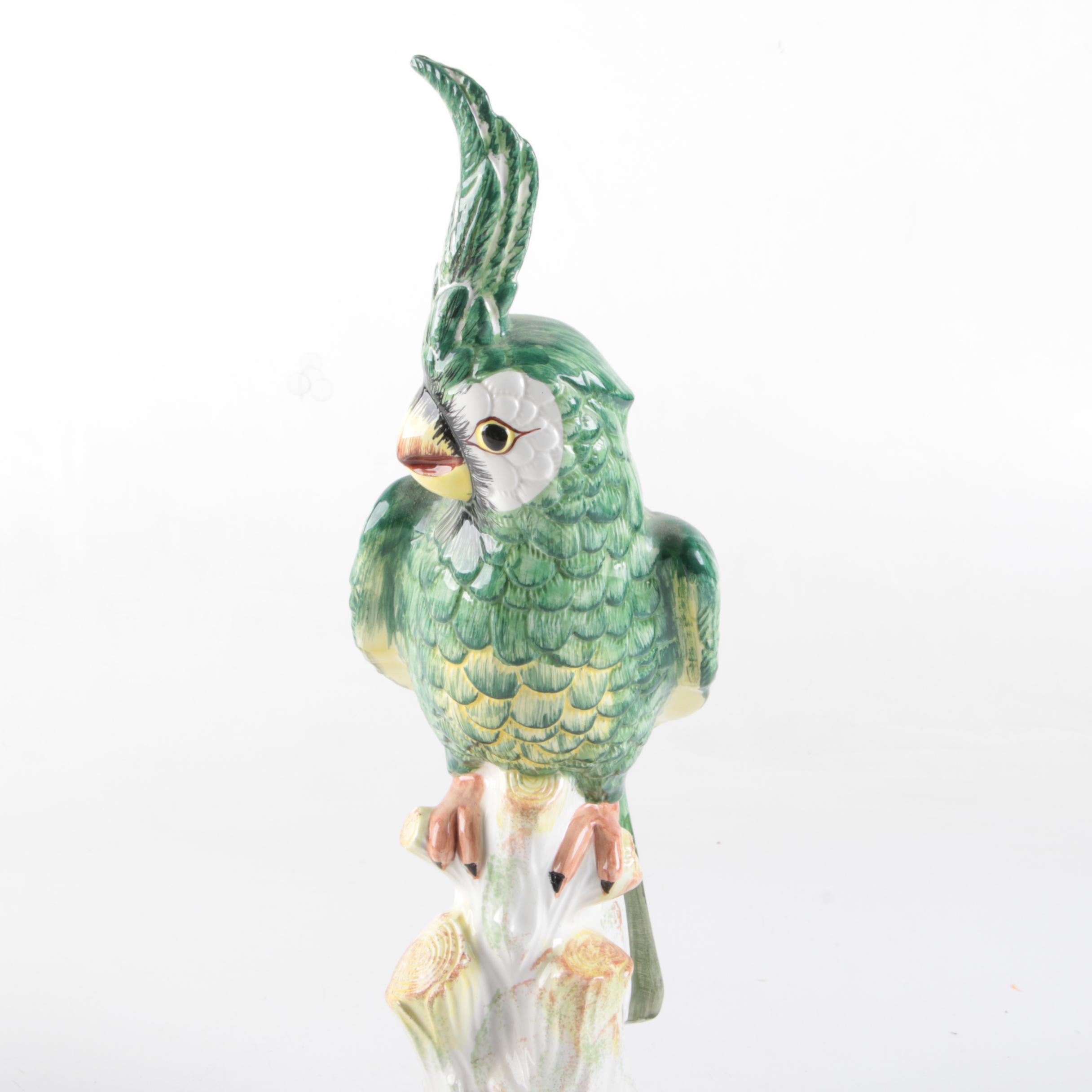 Mottahedeh Design Italian Ceramic Parrot Figurines