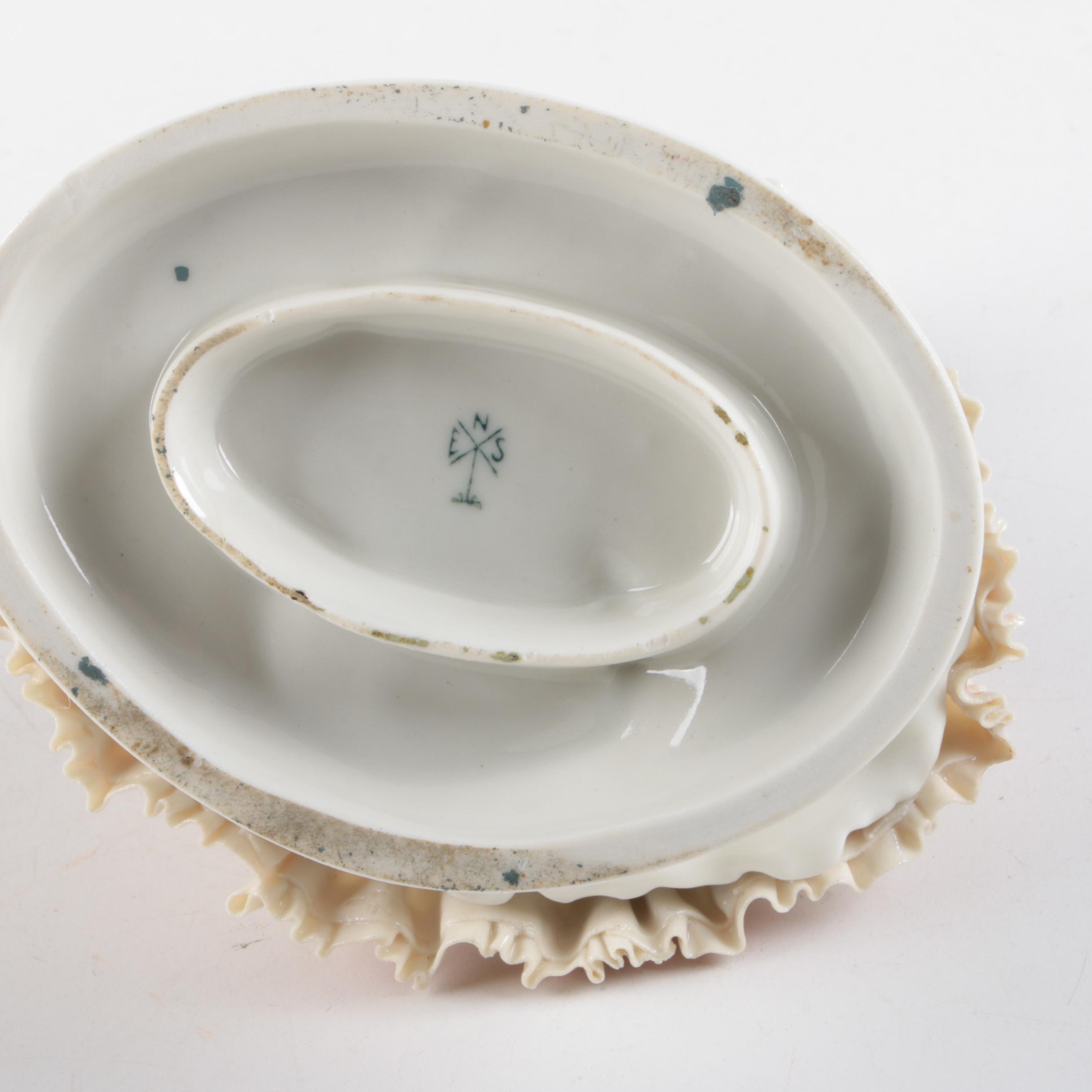 Vintage Karl Ens Volkstedt Porcelain Woman in Ruffled Dress Figurine