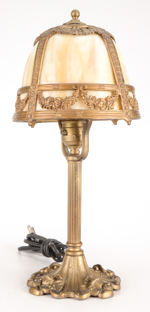 Antique Miller Lamp Company Slag Glass Boudoir Lamp