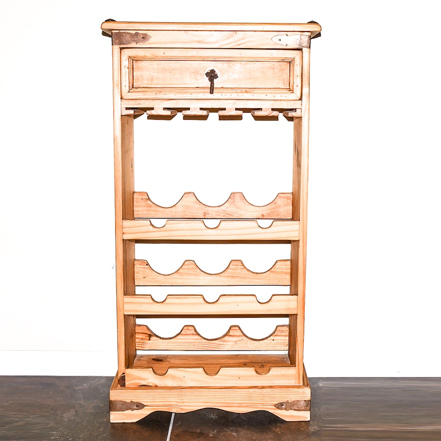 Hand-Crafted Pine Wine Cabinet