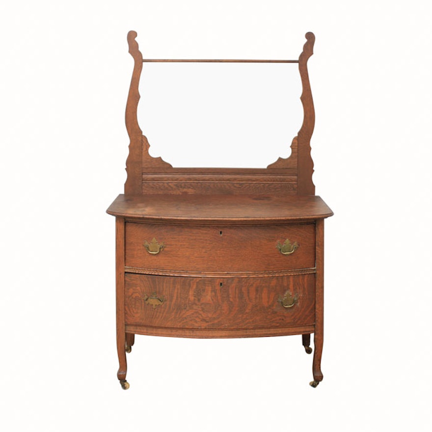 Antique Oak Washstand with Towel Rack