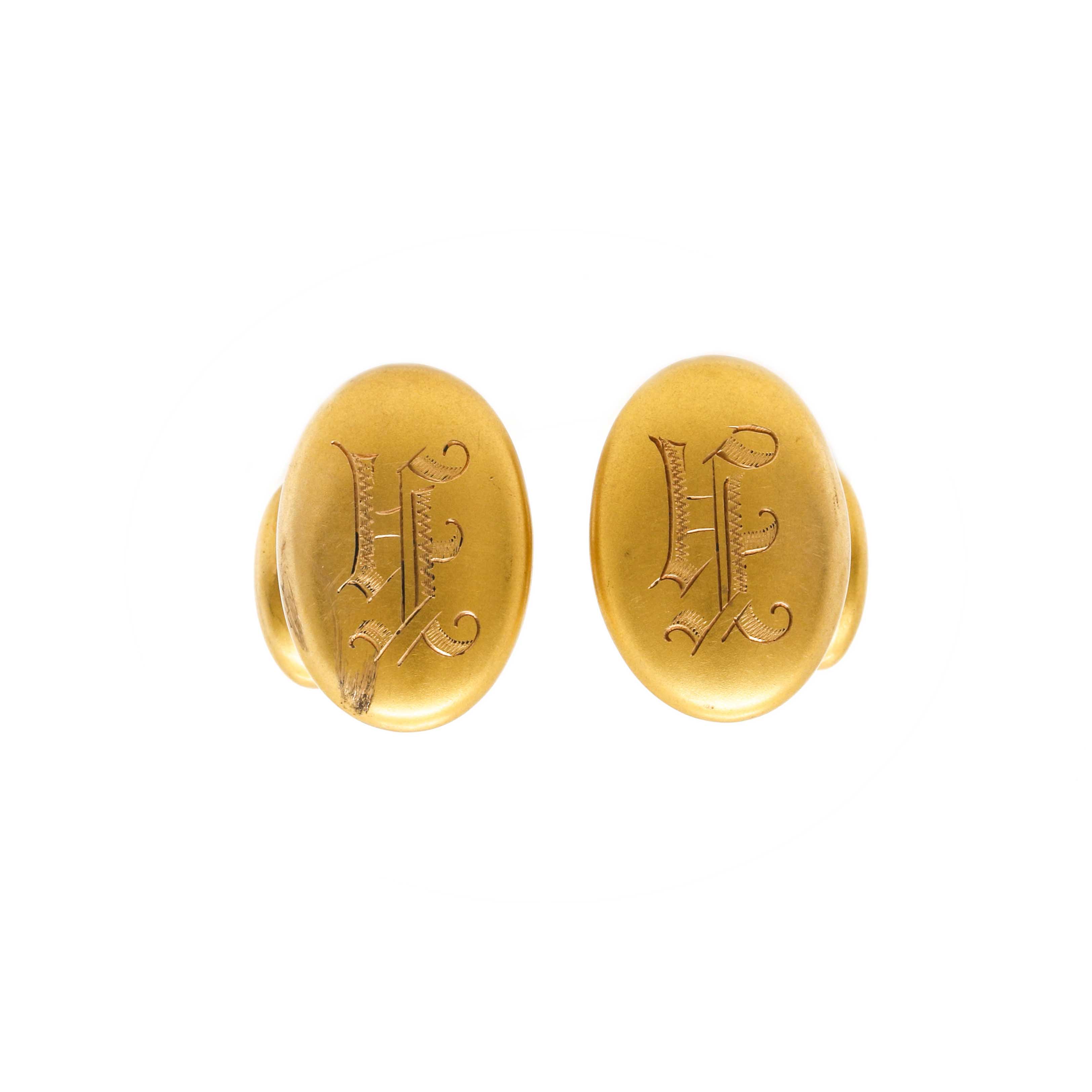 14K Yellow Gold Engraved Cufflinks