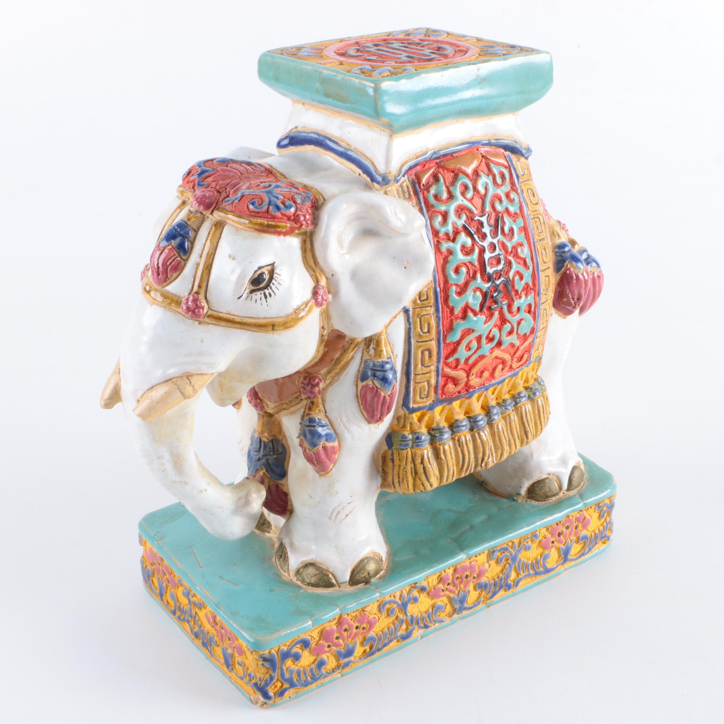 Chinoiserie Ceramic Elephant Firgurine