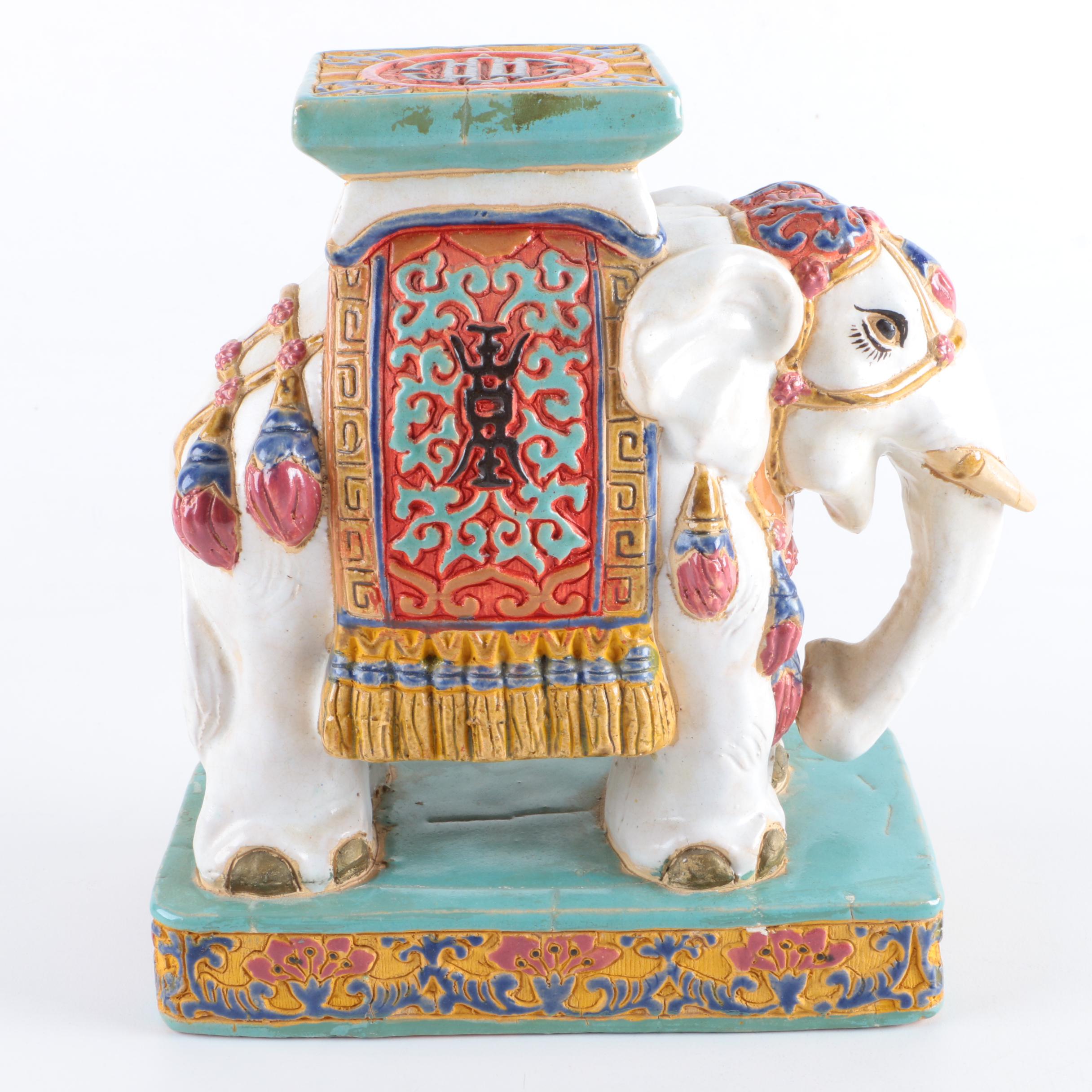 Chinoiserie Ceramic Elephant Firgurine