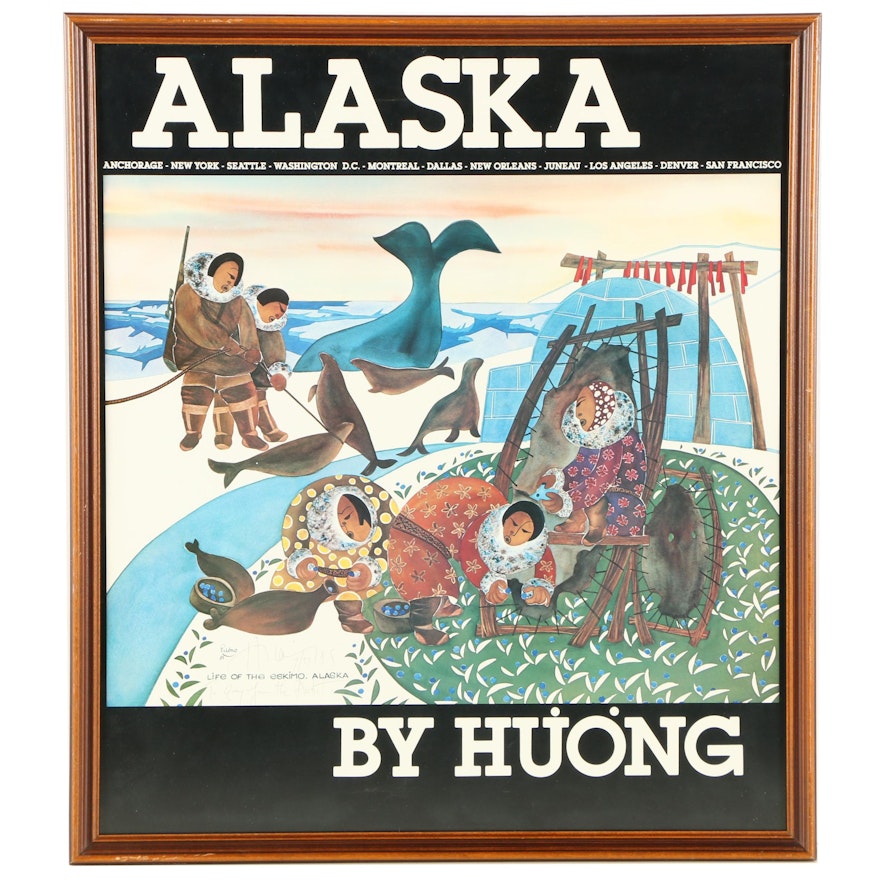 Offset Lithograph Poster After Anna Huong "Life of the Eskimo, Alaska"
