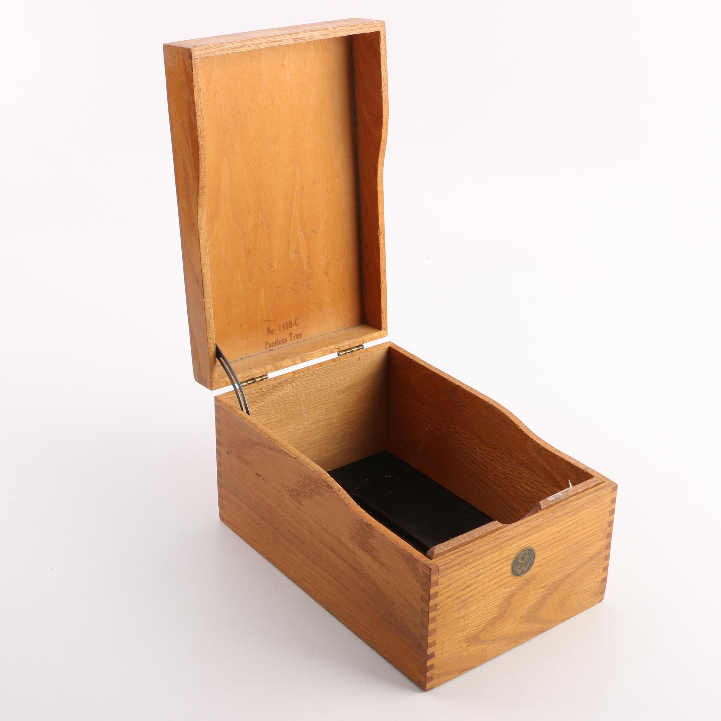 Three Card Storage Boxes Featuring Globe Wernicke