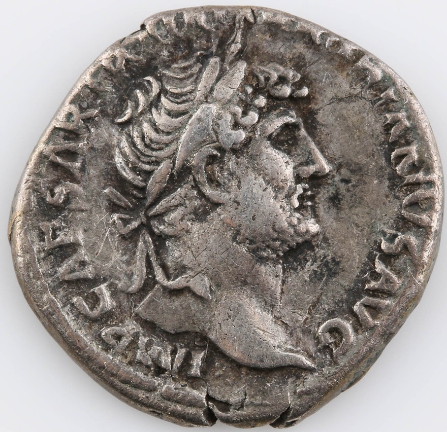 Ancient Roman Silver Denarius Coin: Hadrian 117-138 A.D