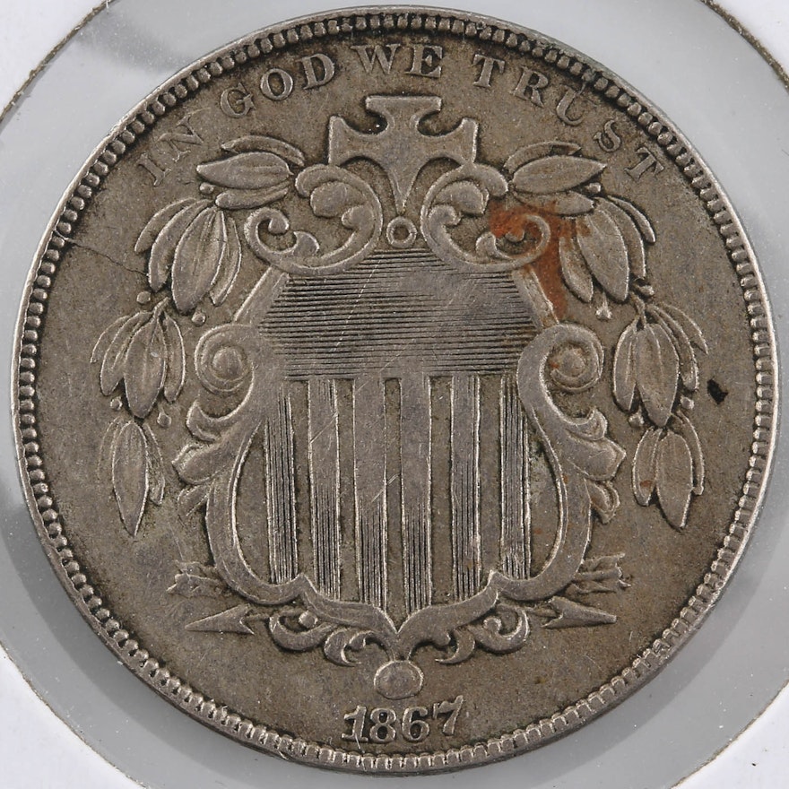 1867 Shield Nickel Without Rays