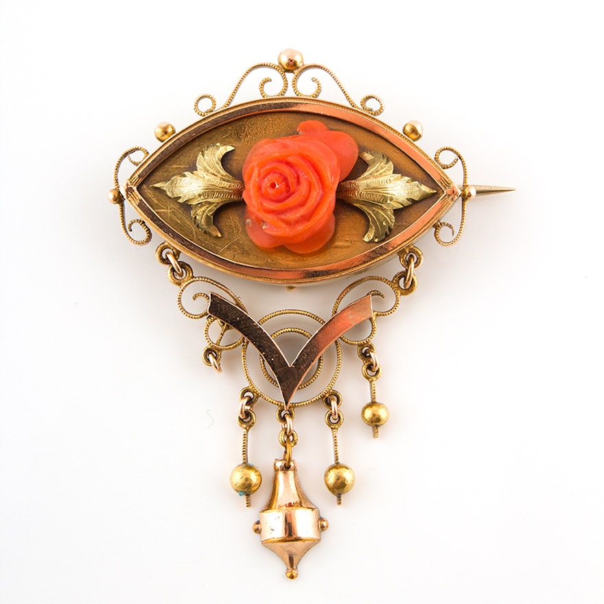 14K Yellow Gold Victorian Brooch