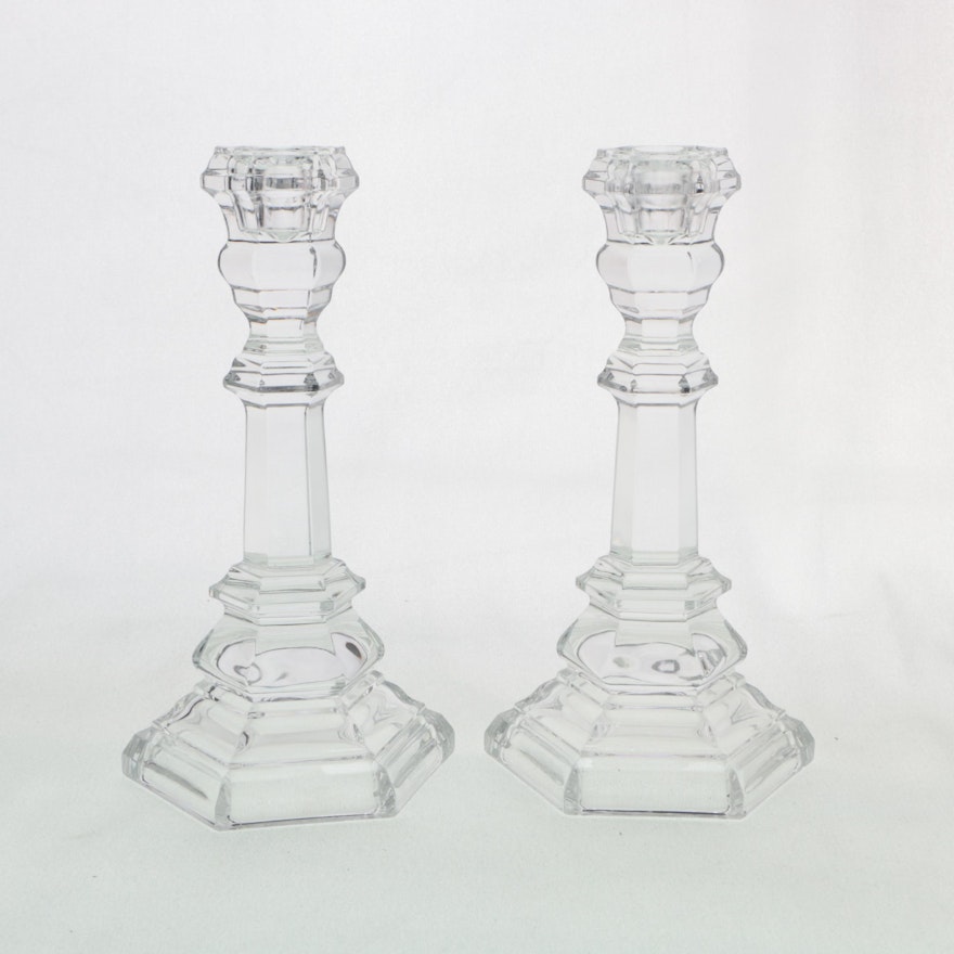 Tiffany and Co. "Plymouth" Crystal Candlesticks