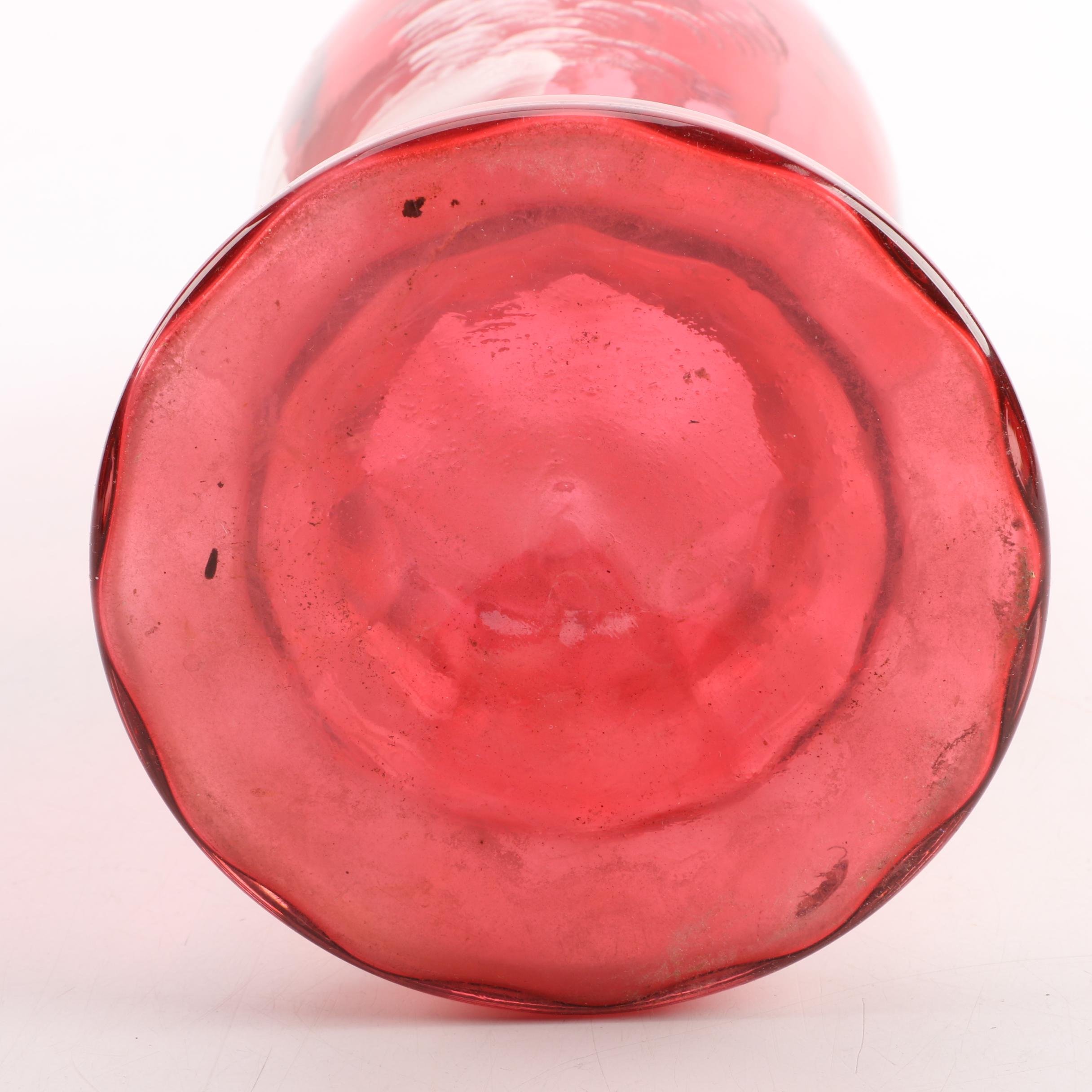 Mary Gregory Cranberry Glass Vases