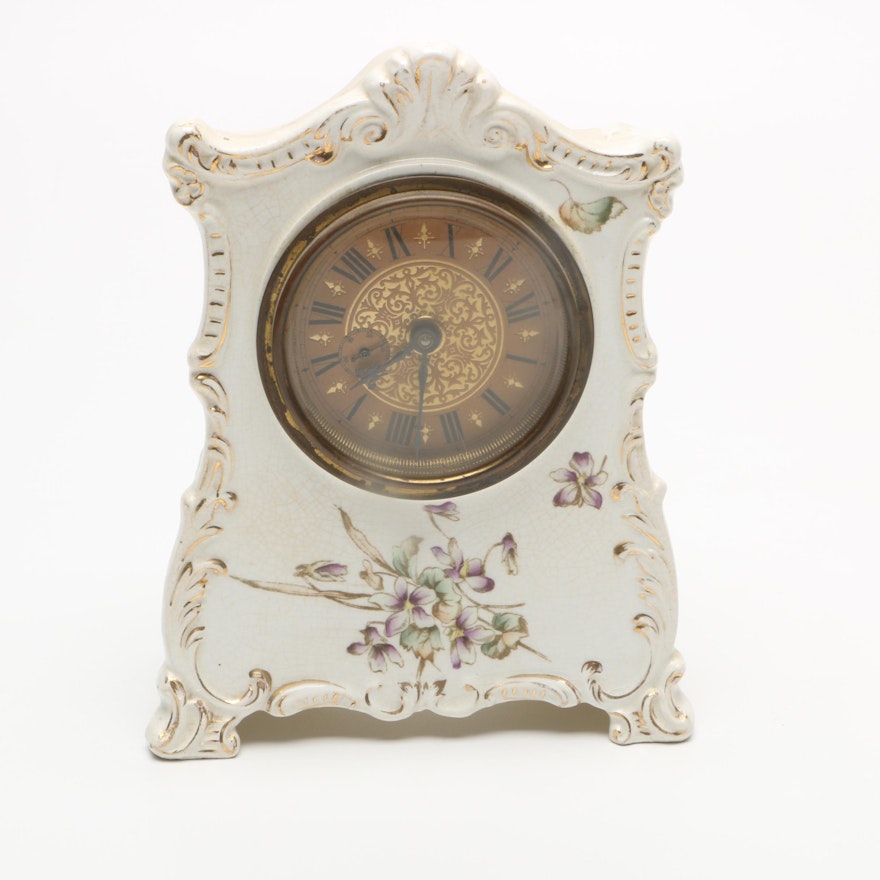 Vintage Ornate Porcelain Mantel Clock