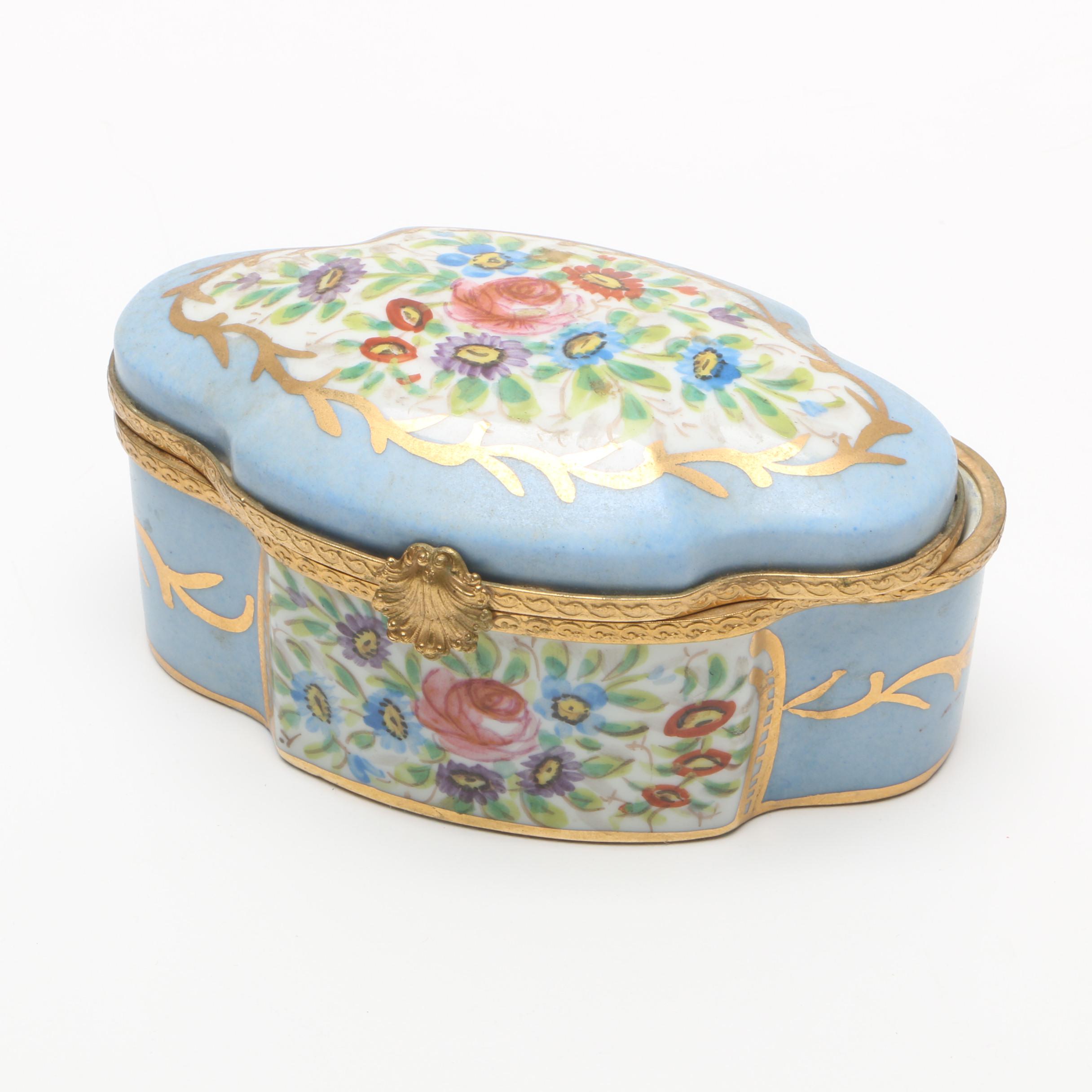 Limoges Hand Painted Porcelain Trinket Box