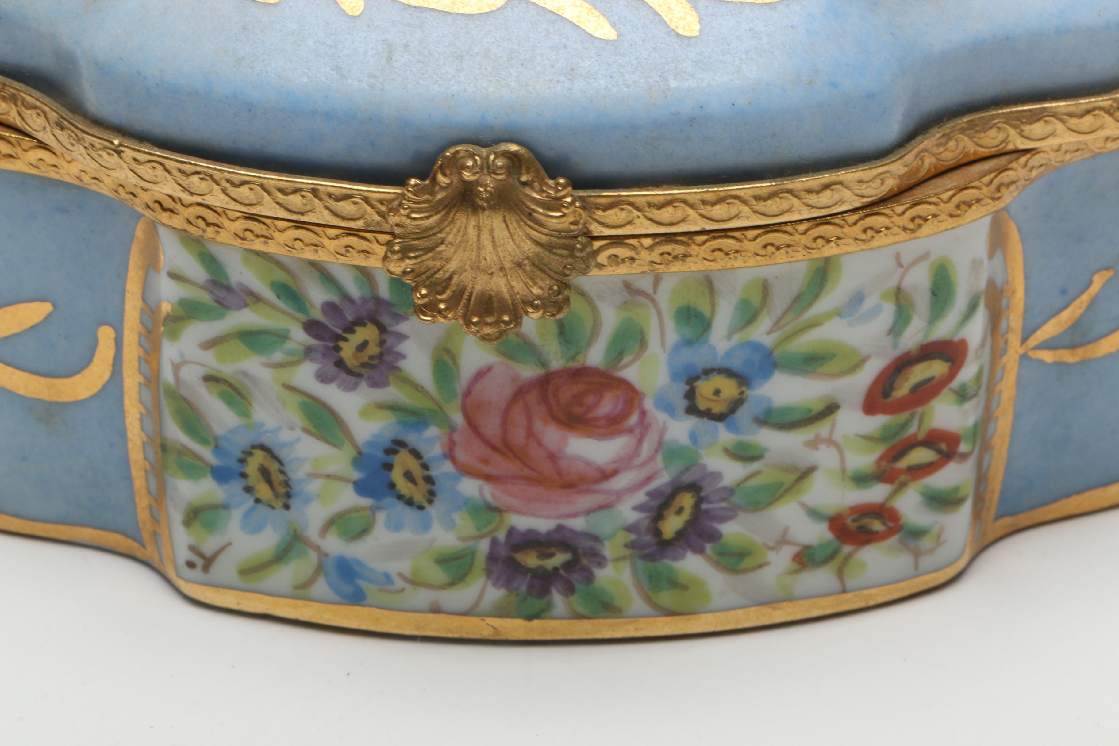 Limoges Hand Painted Porcelain Trinket Box