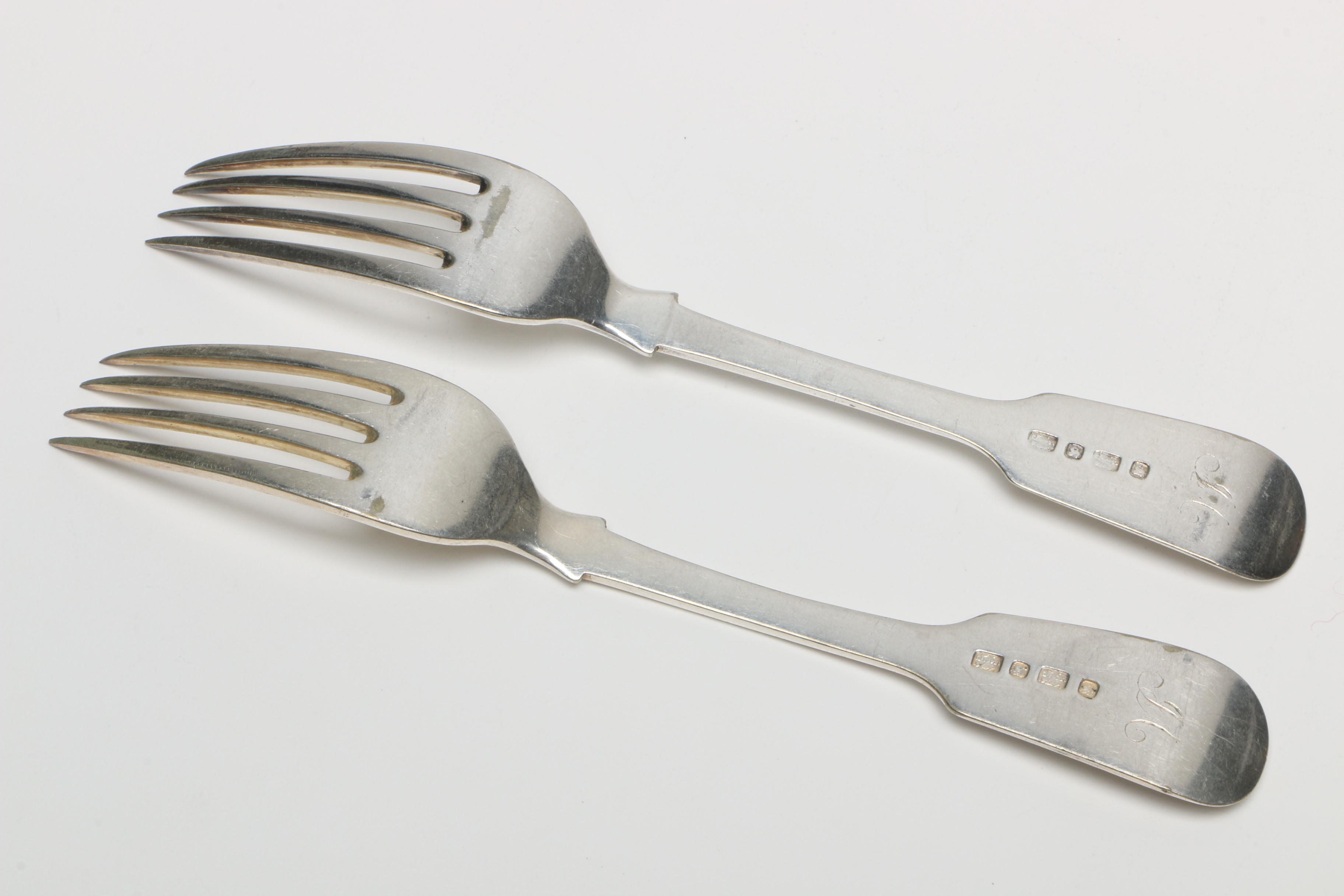 1847 Rogers Bros. "Berkshire" Silver Plate Jelly Server with Fiddle Handle Forks