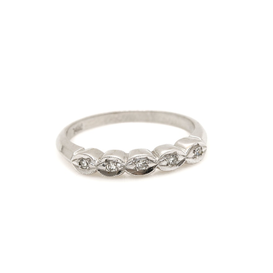 14K White Gold Diamond Ring Band