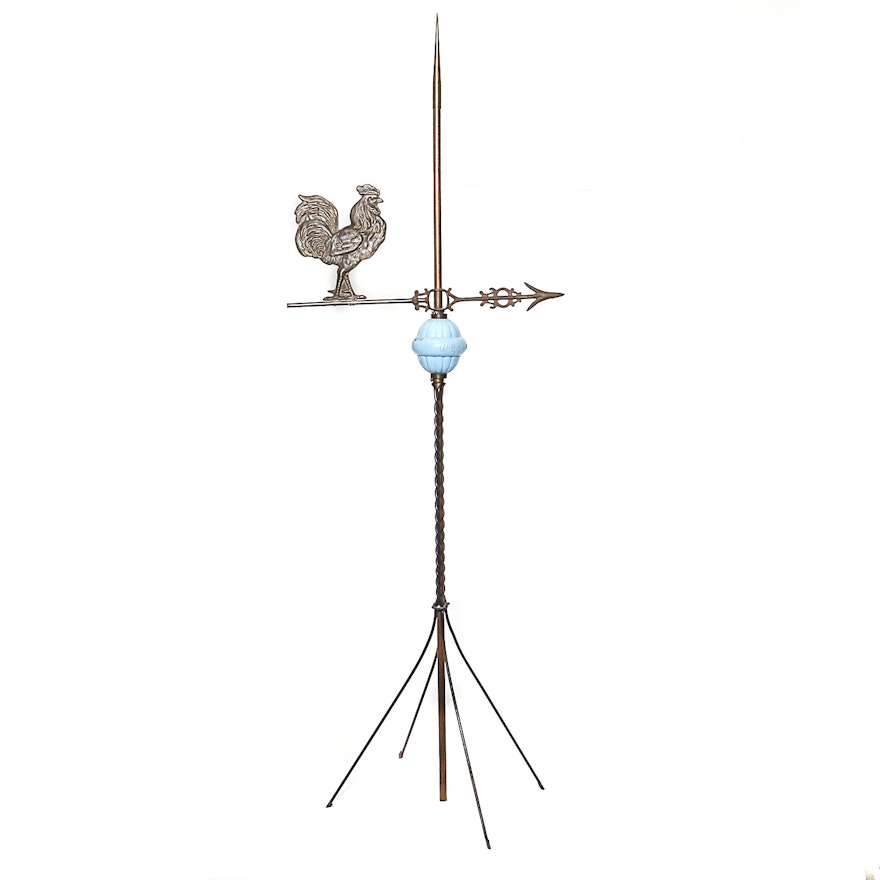 Antique Lightning Rod and Rooster Weathervane