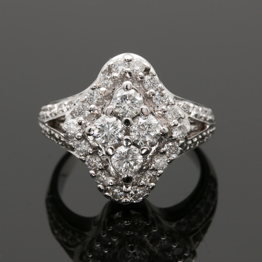 14K White Gold 1.38 CTW Diamond Ring