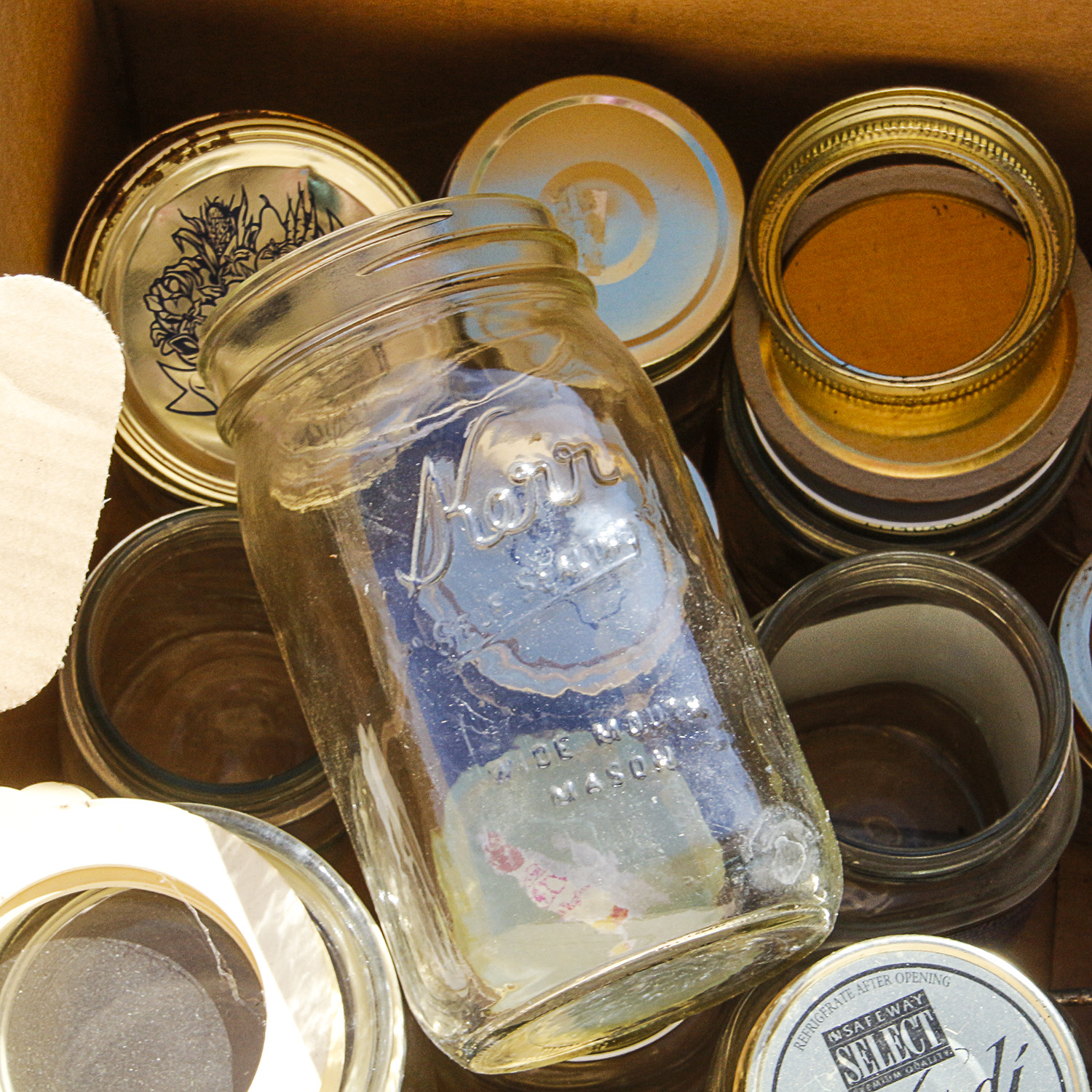 Glass Canning Jars Featuring Kerr and Ball