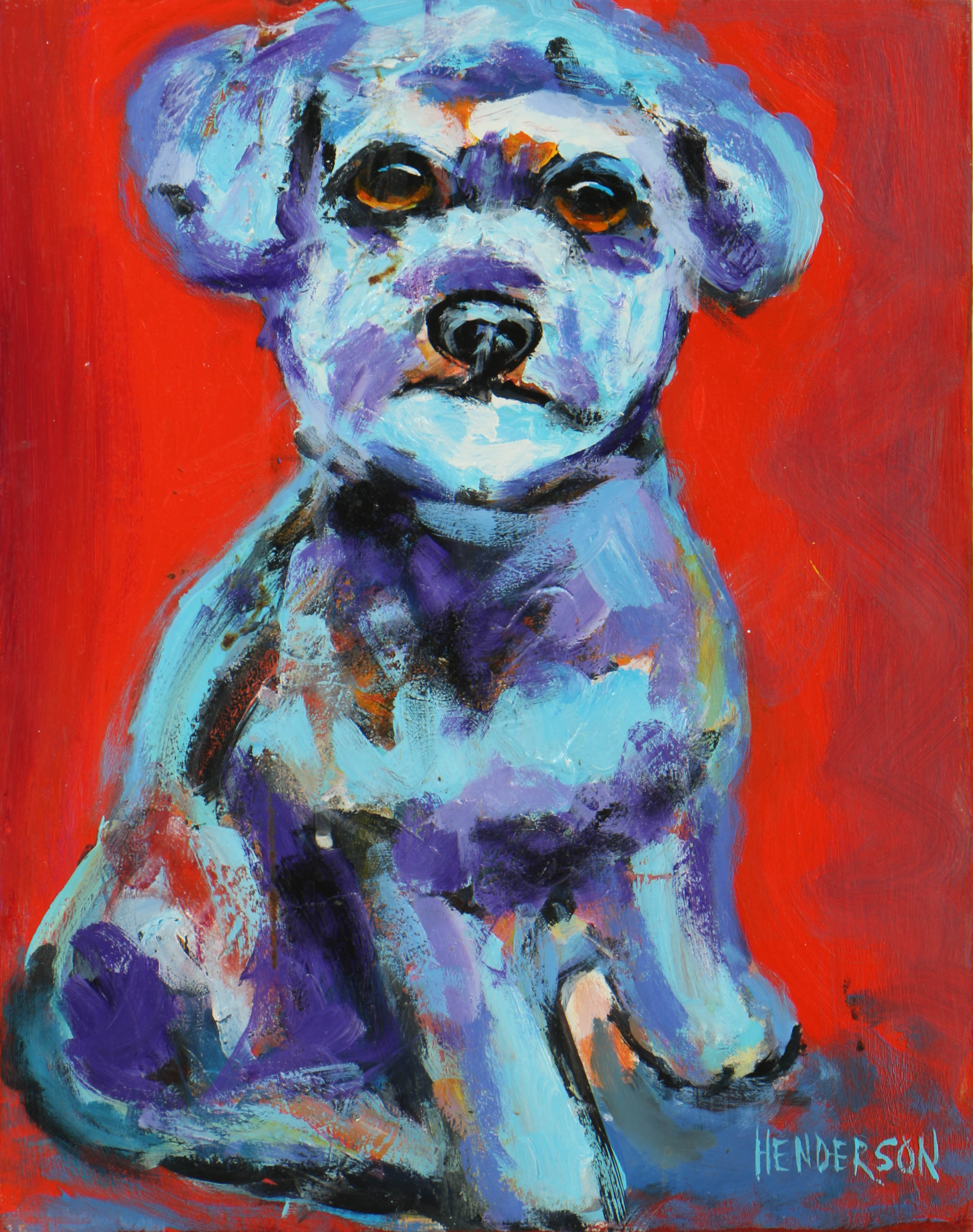 Original Dog Portrait on Panel by Mitch Henderson