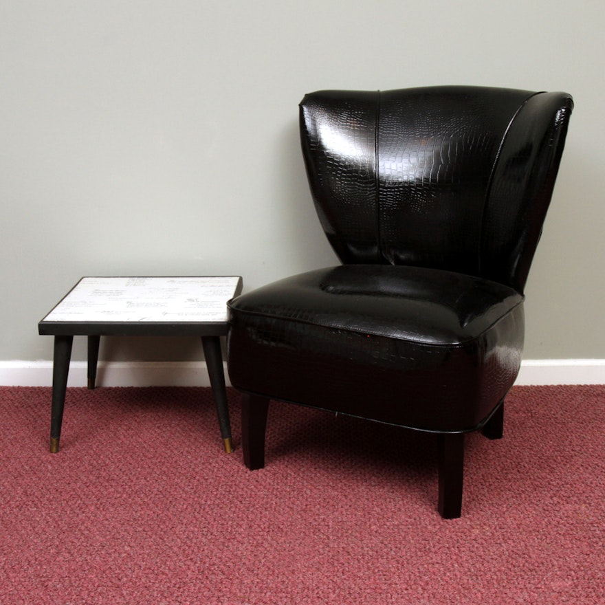 Contemporary Wingback Chair with Accent Table
