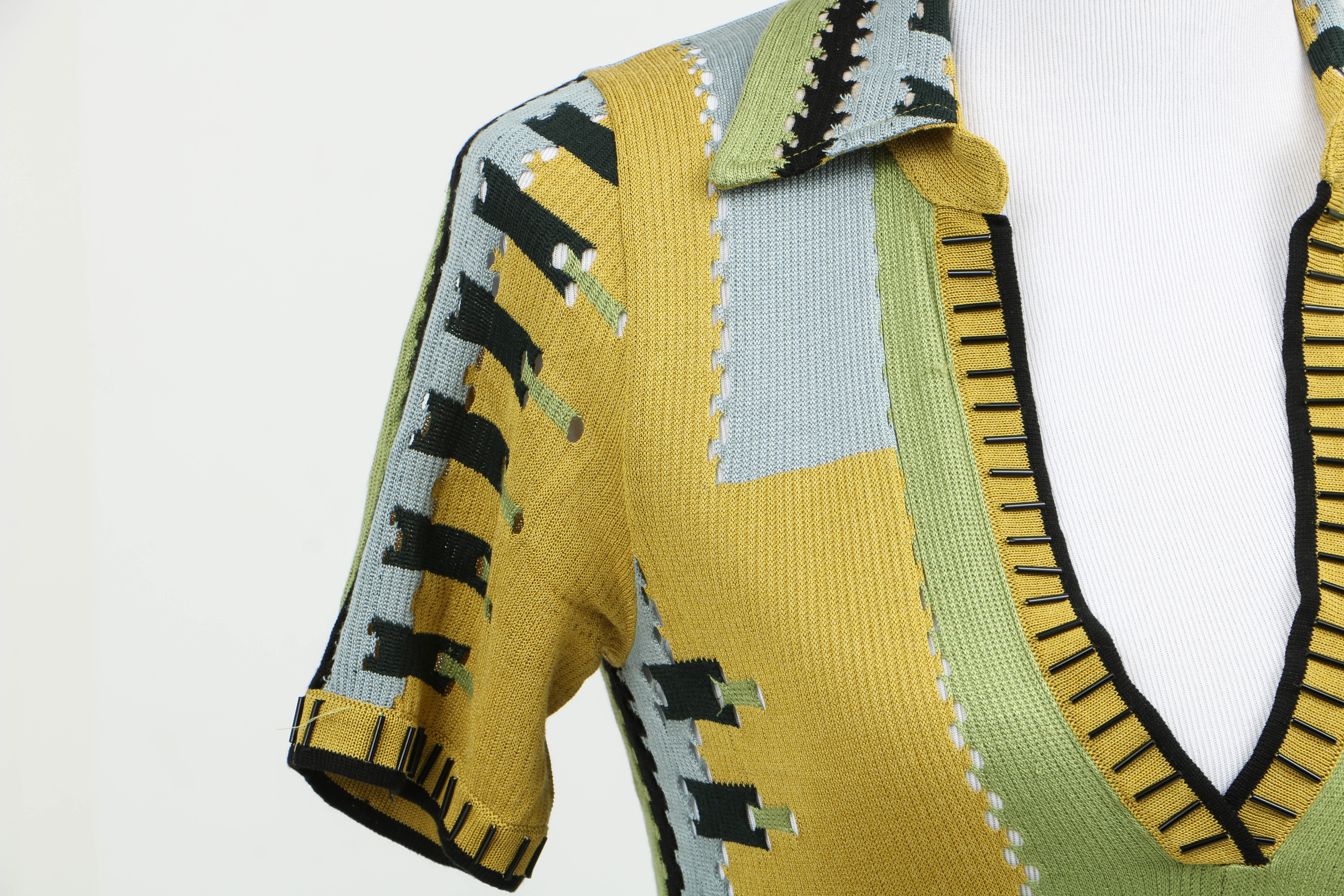 Bottega Veneta Multicolor Knit Dress with Beaded Detail