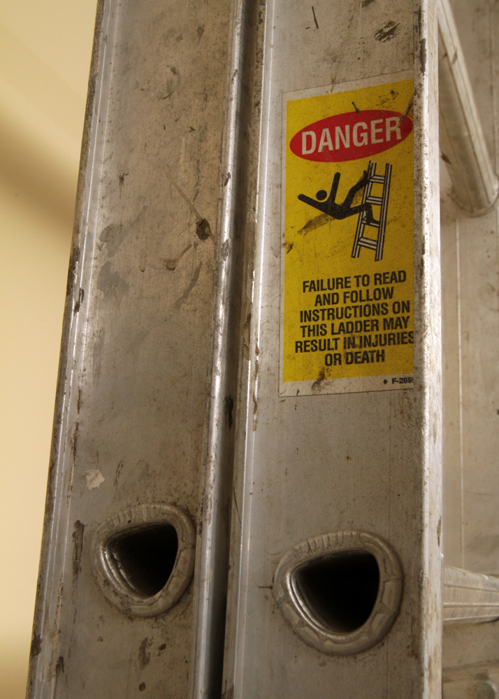 Wooden Step, Werner 6 FT Folding, and Davidson 16 FT Extension Ladders