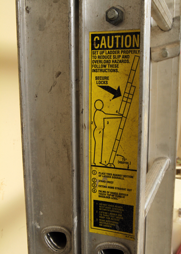 Wooden Step, Werner 6 FT Folding, and Davidson 16 FT Extension Ladders