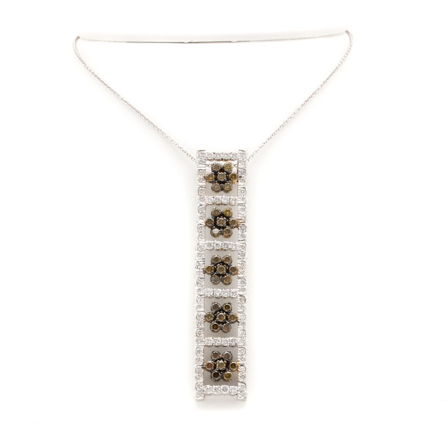 18K White Gold 3.30 CTW Diamond Pendant Necklace