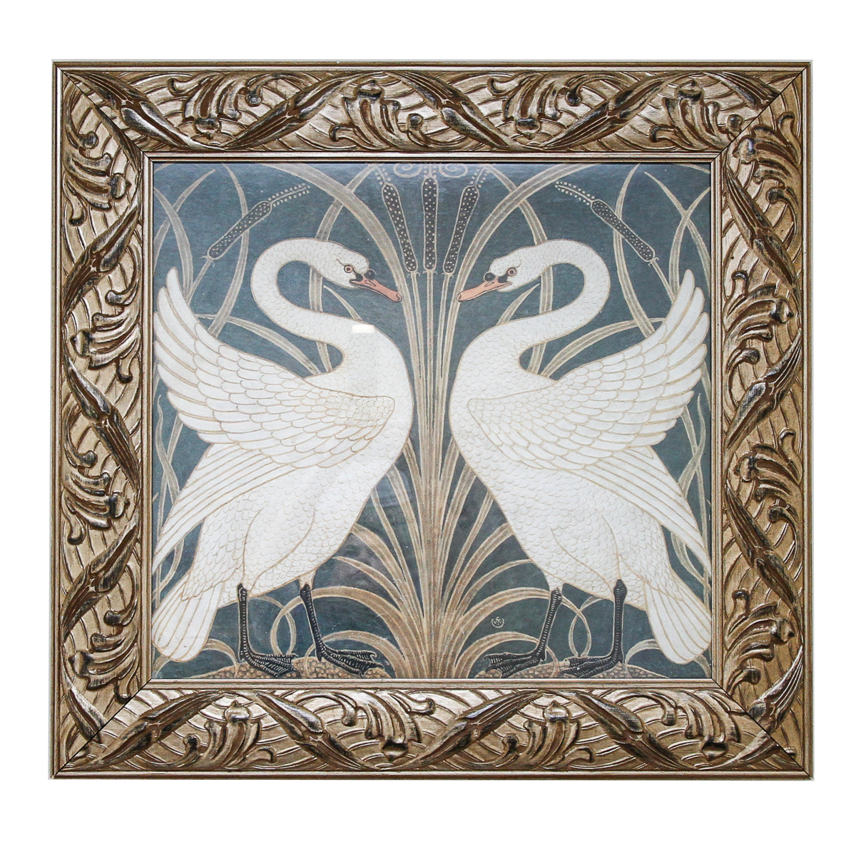 Lithographic Print After Walter Crane "Swan, Rush and Iris"