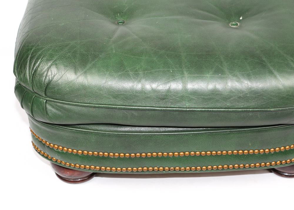 Green Leather Ottoman