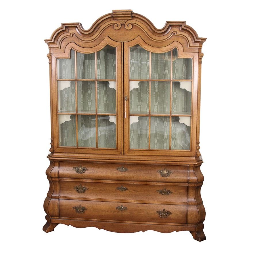 Baroque Style Pecan China Cabinet by Henredon