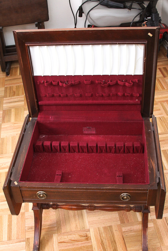 Mahogany Drop-Leaf Flatware Table by 1881 Rogers