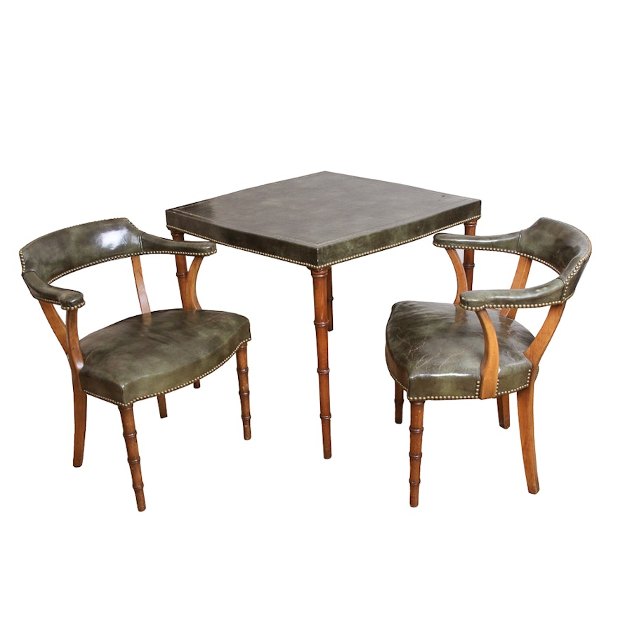 Vintage Regency Style Game Table with Armchairs by Barnard & Simonds Company