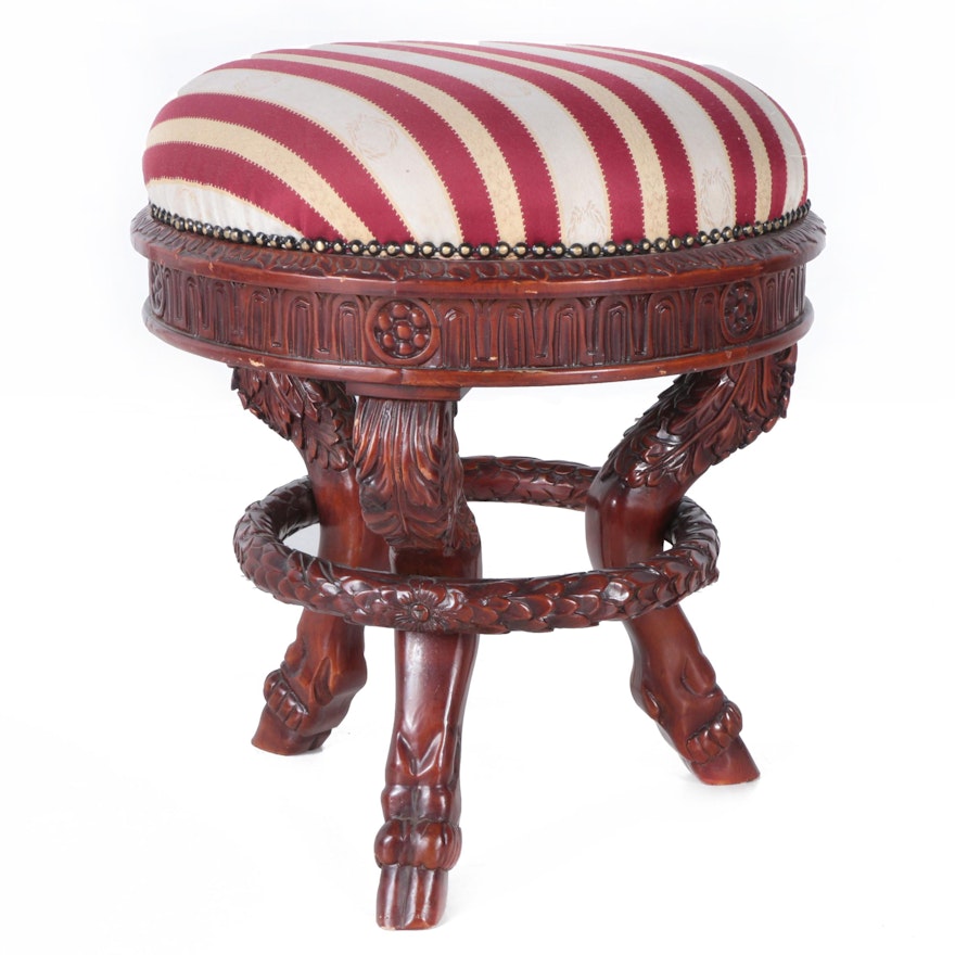 Neoclassical Style Upholstered Footstool