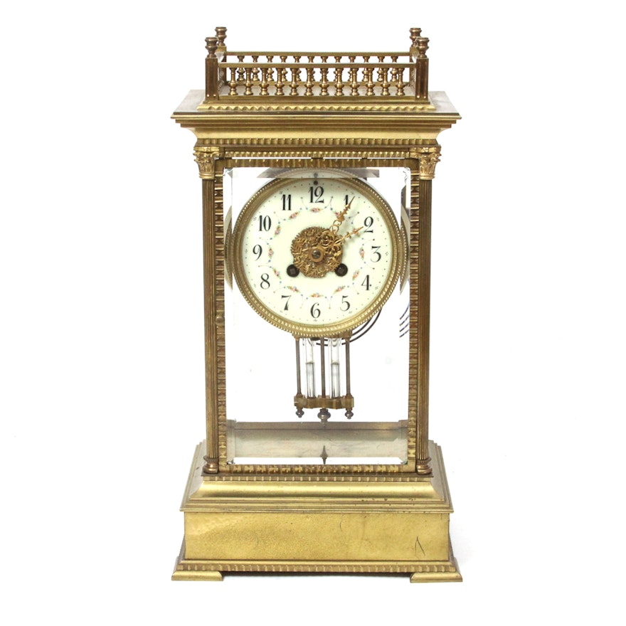 Antique French Portico Style Mantel Clock