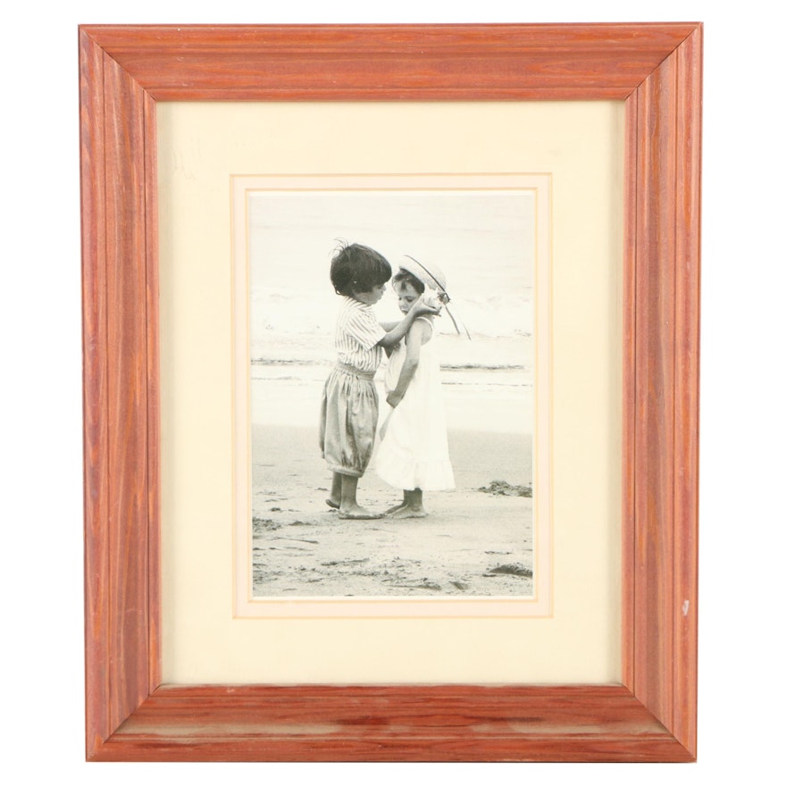 Offset Lithograph of Children on a Beach