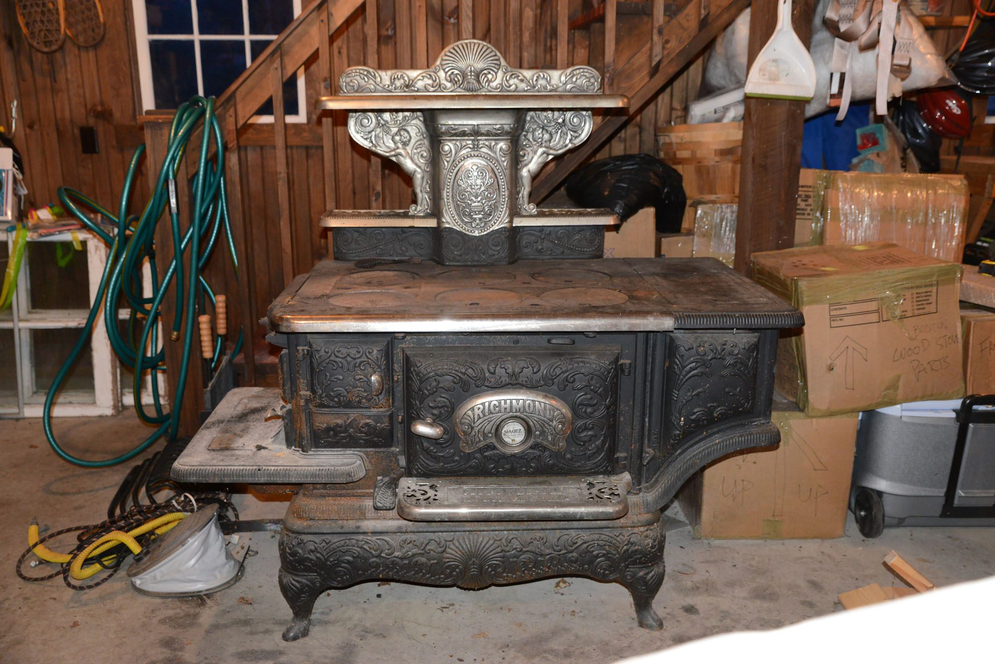Antique Cast Iron Wood Burning Range by Olds and Whipple