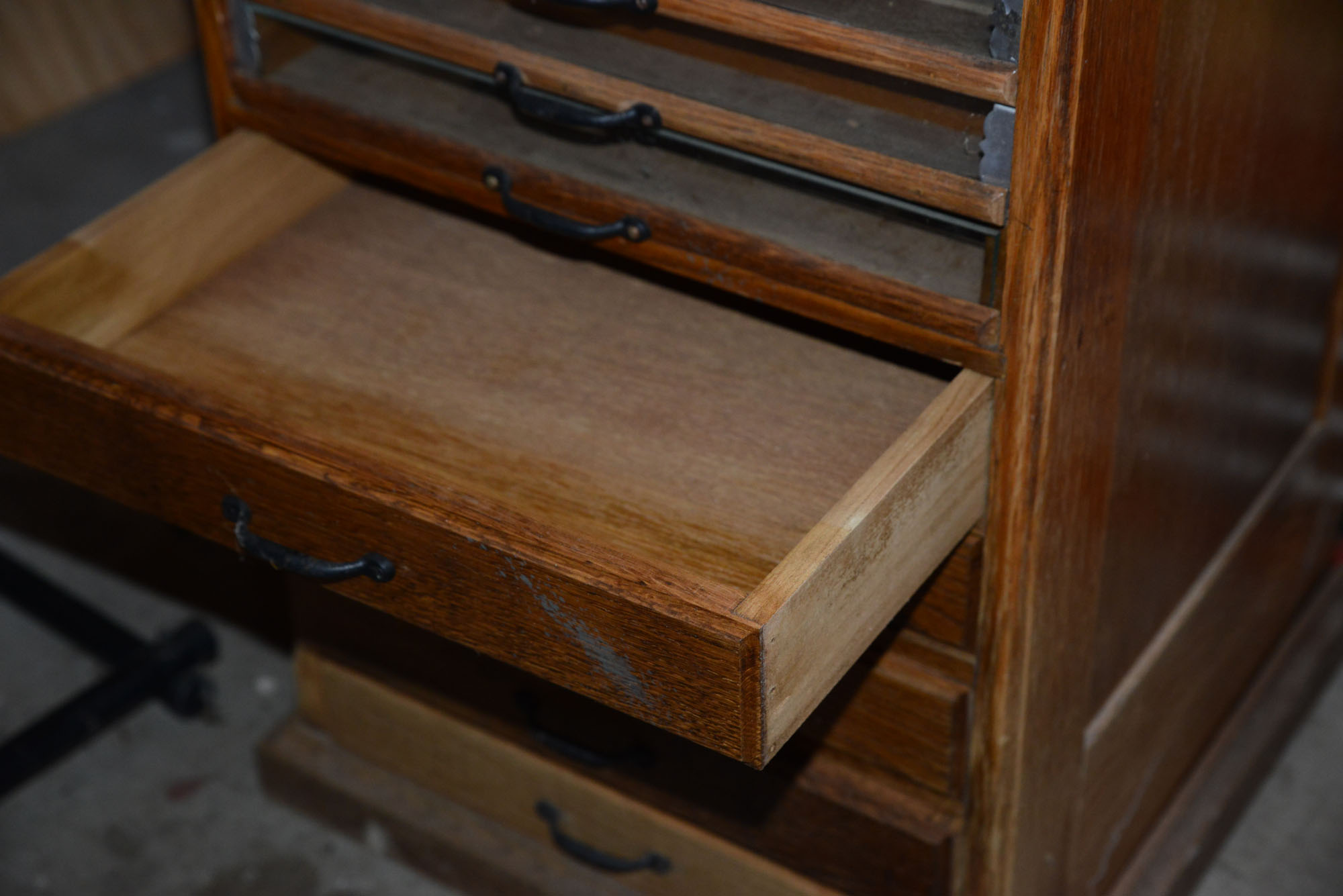 Vintage Glass Front Thread Cabinet