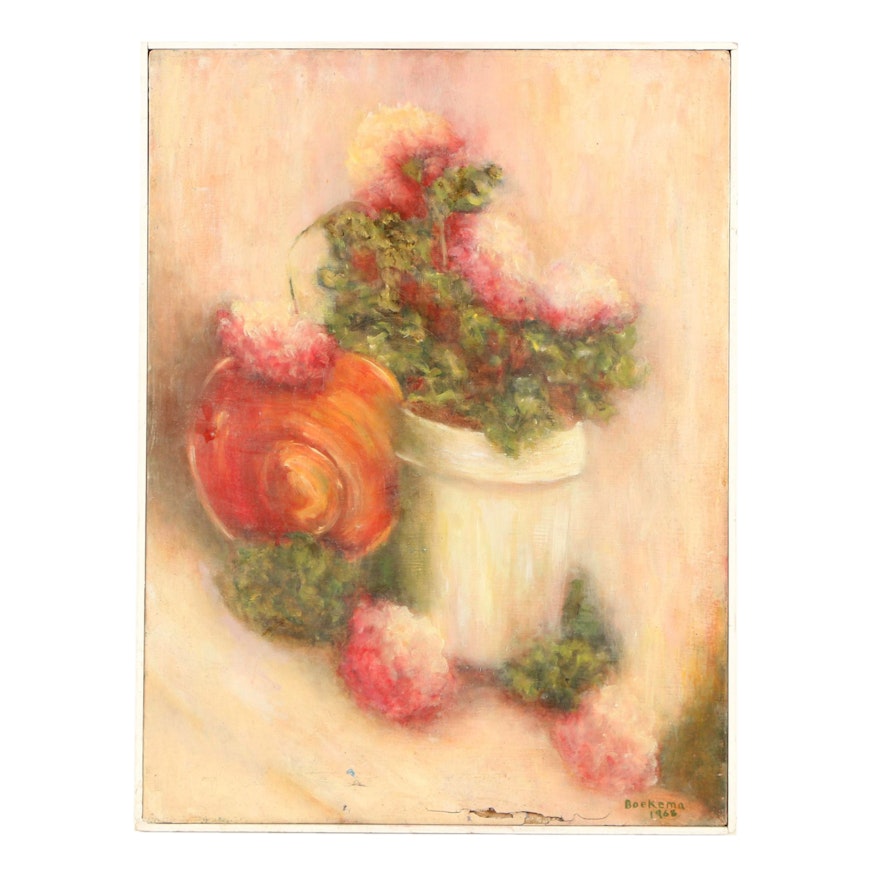 Boekema 1968 Oil Painting Floral Still Life