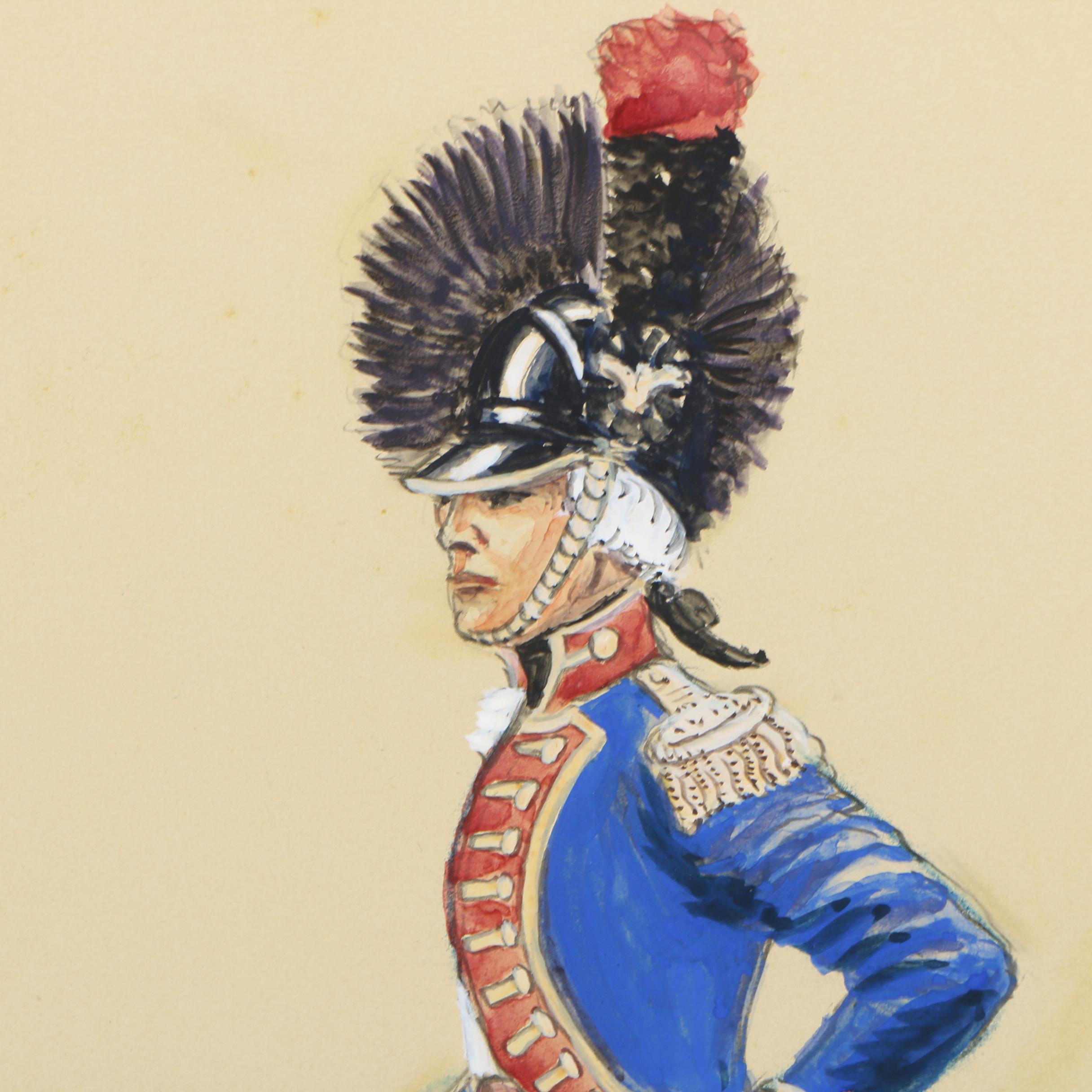Gouache Painting of 1788 United States Army Captain