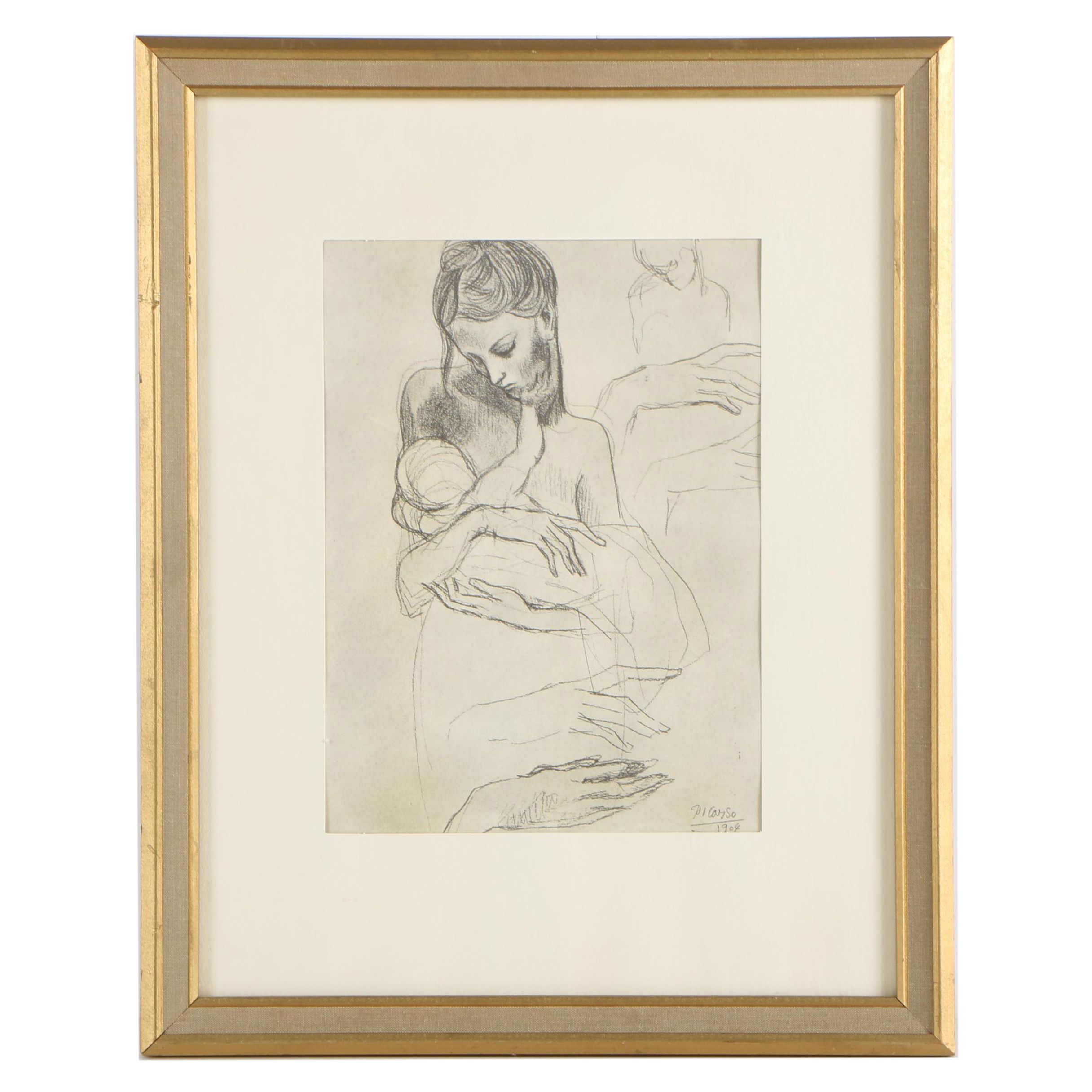 Halftone Print After Pablo Picasso "Mother and Child"