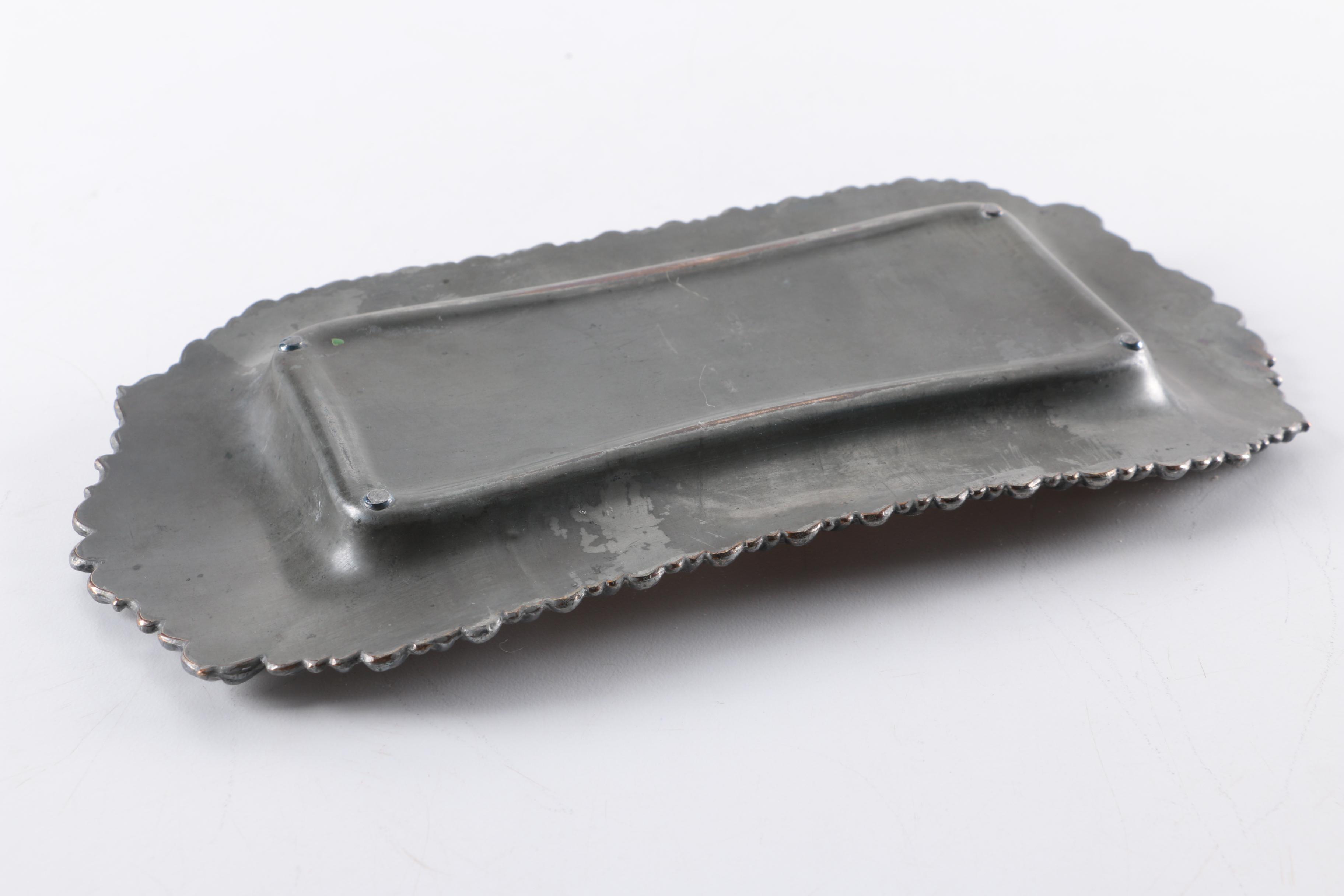 Chased Silver Plate Snuffer and Wick Trimmer and Tray