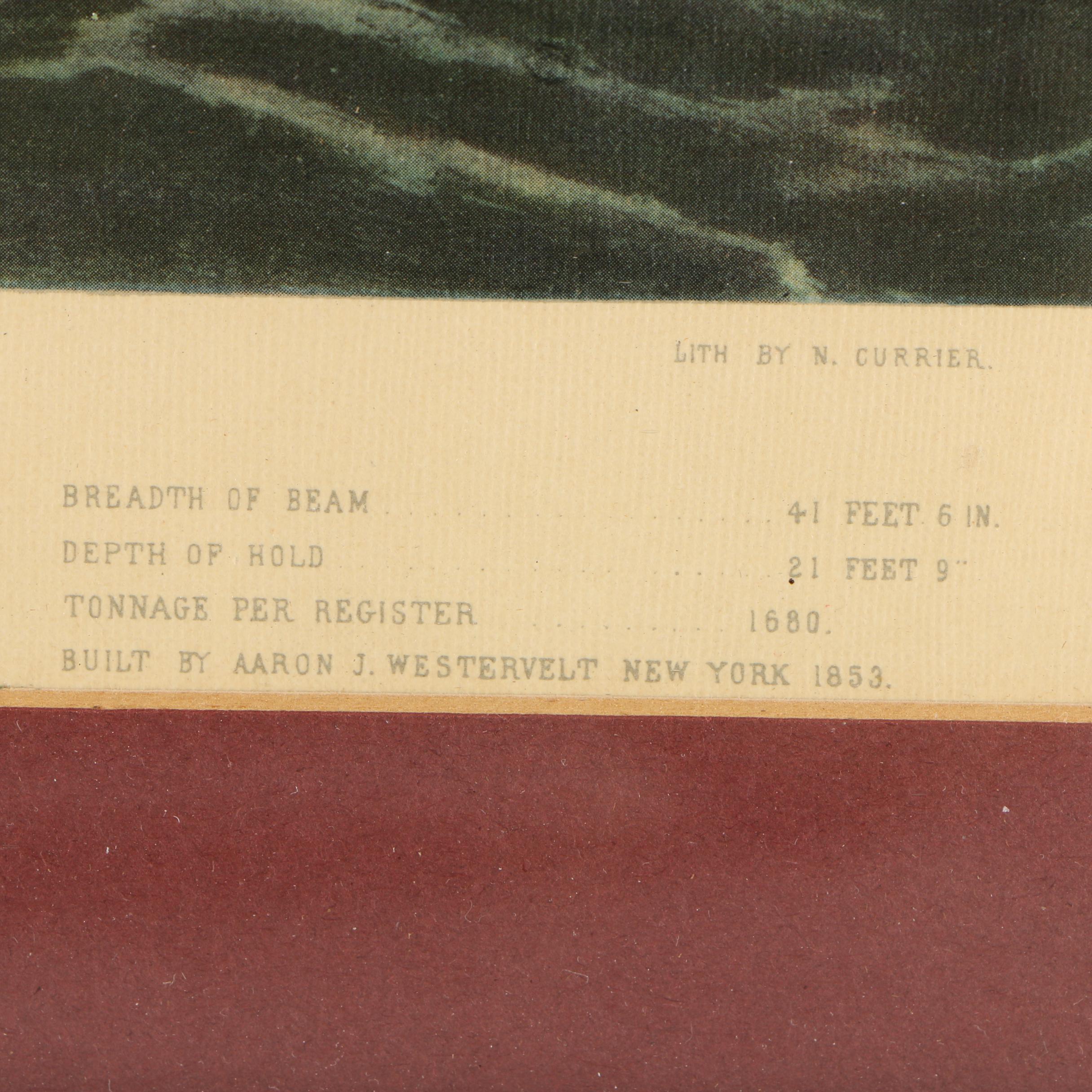 Offset Lithograph on Wove Paper "Clipper Ship 'Sweepstakes'."