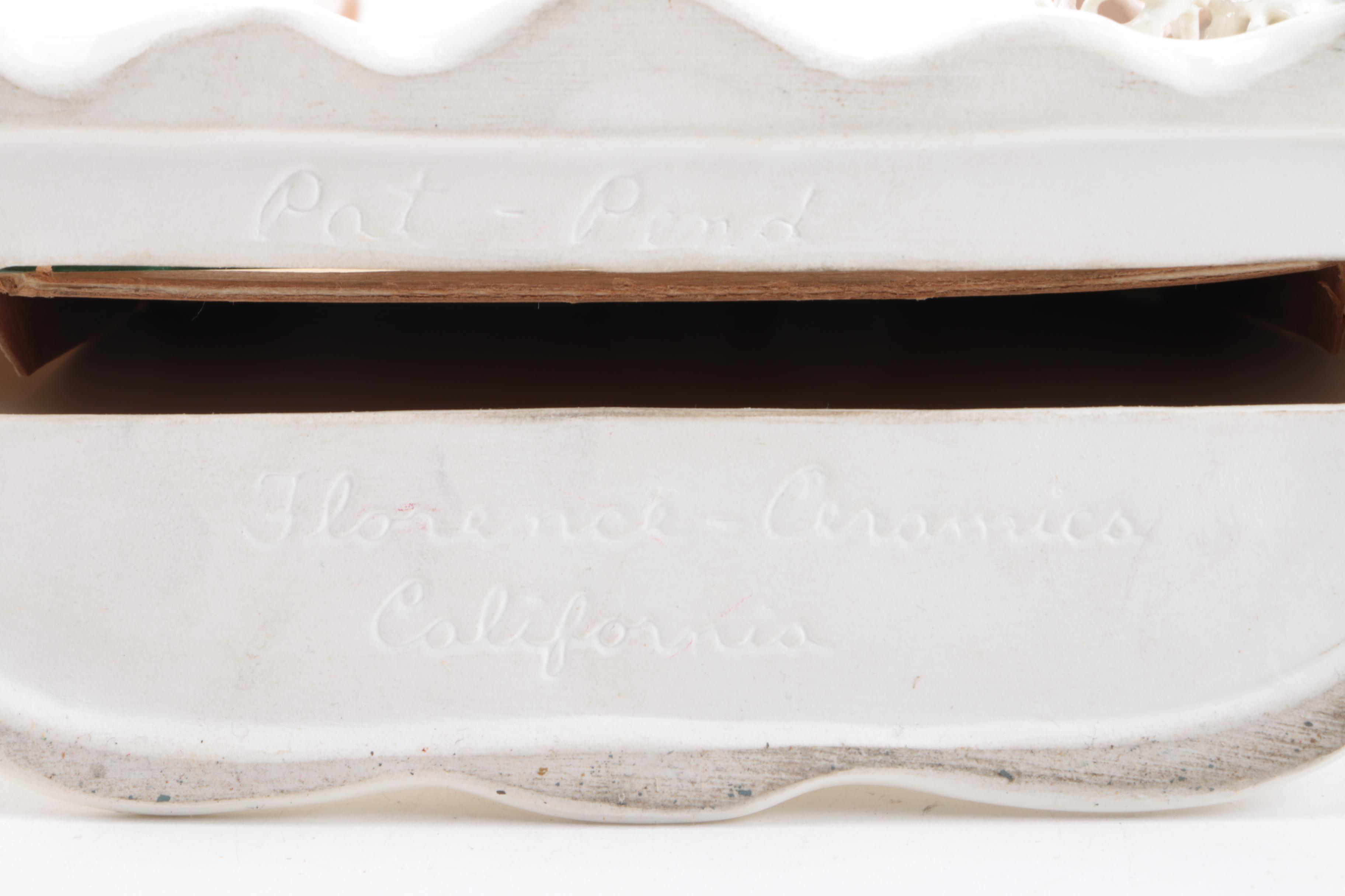 Vintage Florence Ceramics of California Rose and Forget-Me-Not Frame