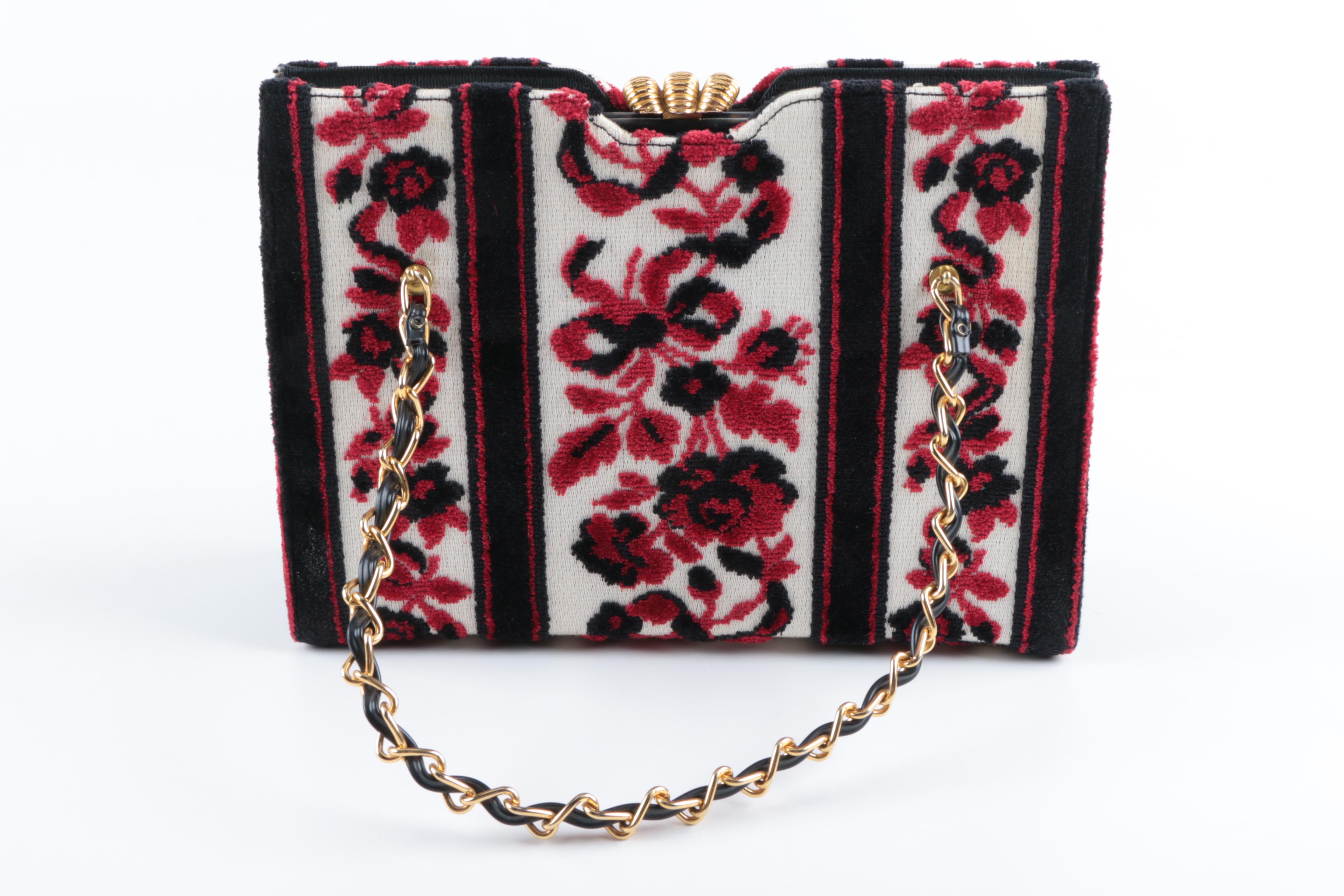 Vintage Handbags Featuring Meyers Red, Black and White Tapestry
