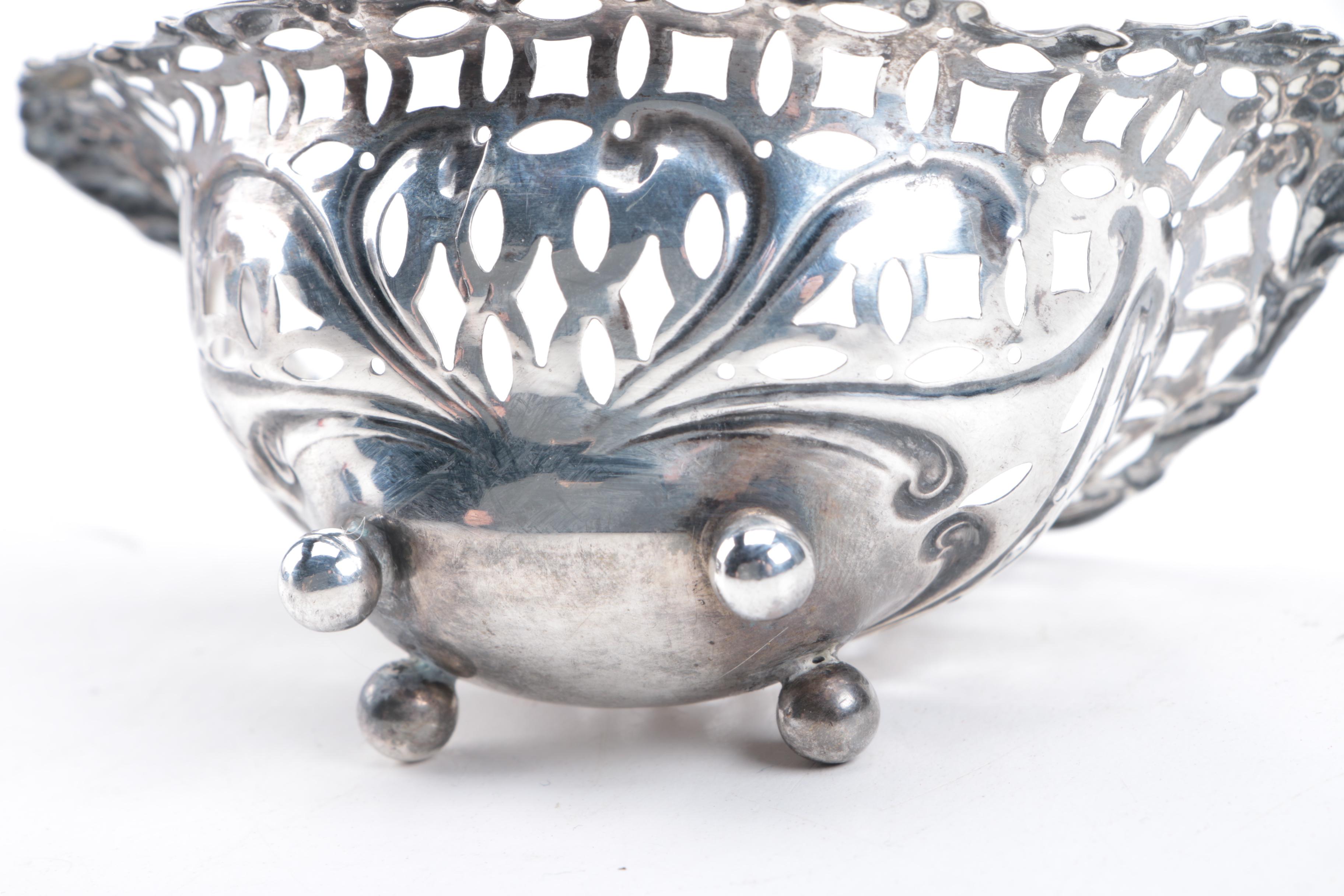 Openwork Silver Plate Nut Bowl