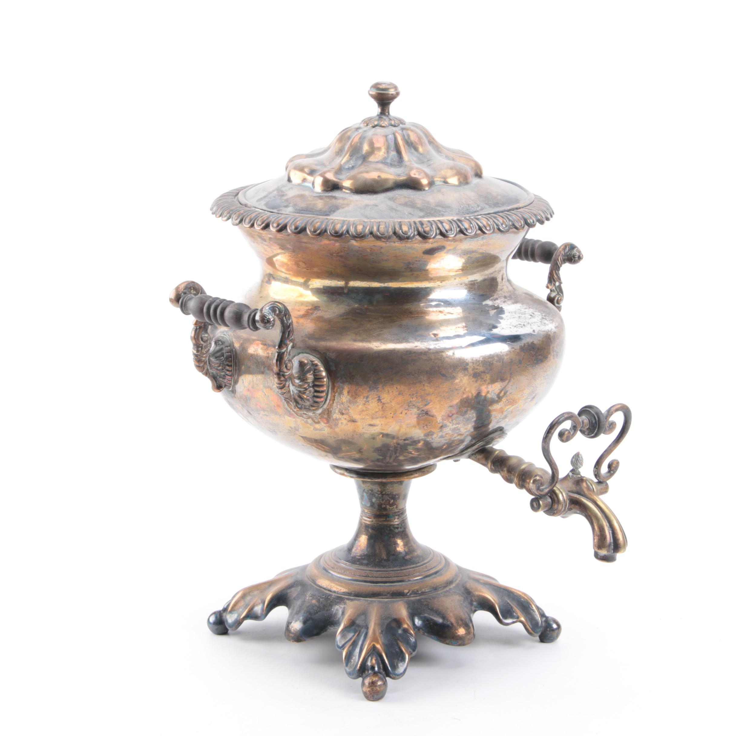 Foliate Accented Silver Plate Samovar